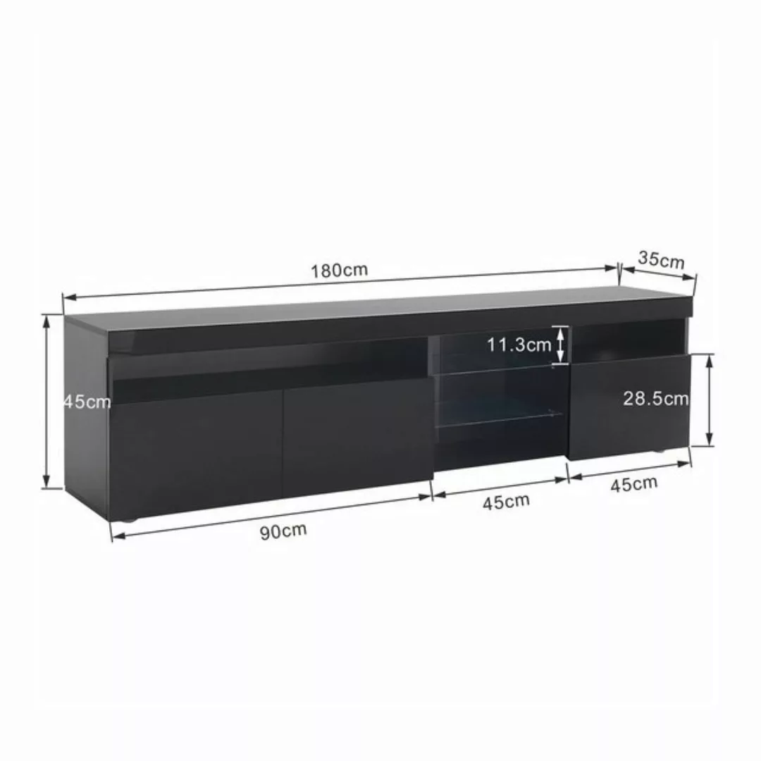 Odikalo TV-Schrank Sideboard Lowboard Lagerschrank Hell Panel 16 -LED Weiß/ günstig online kaufen