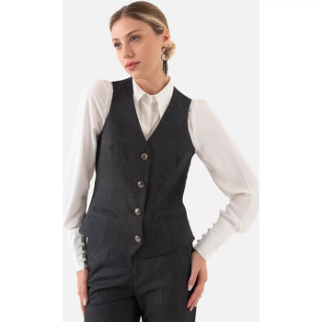 Just Like You  Anzugssakko Black Button Front Lined Women's Vest günstig online kaufen