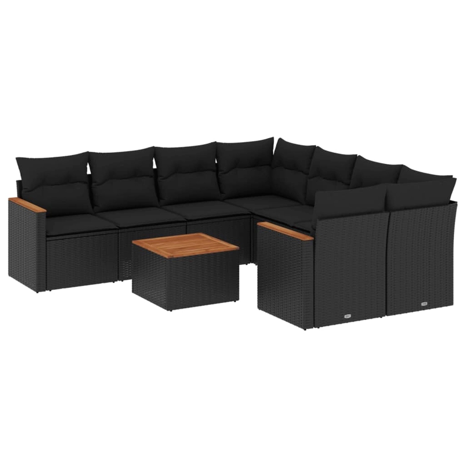 vidaXL 9-Tlg Garten-Sofagarnitur mit Kissen Schwarz Poly Rattan 3258226 günstig online kaufen