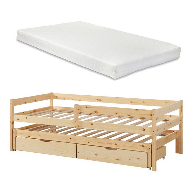 en.casa Kinderbett (Bett und Matratzen), »Sonkajärvi« mit 2 Bettkästen 90x2 günstig online kaufen