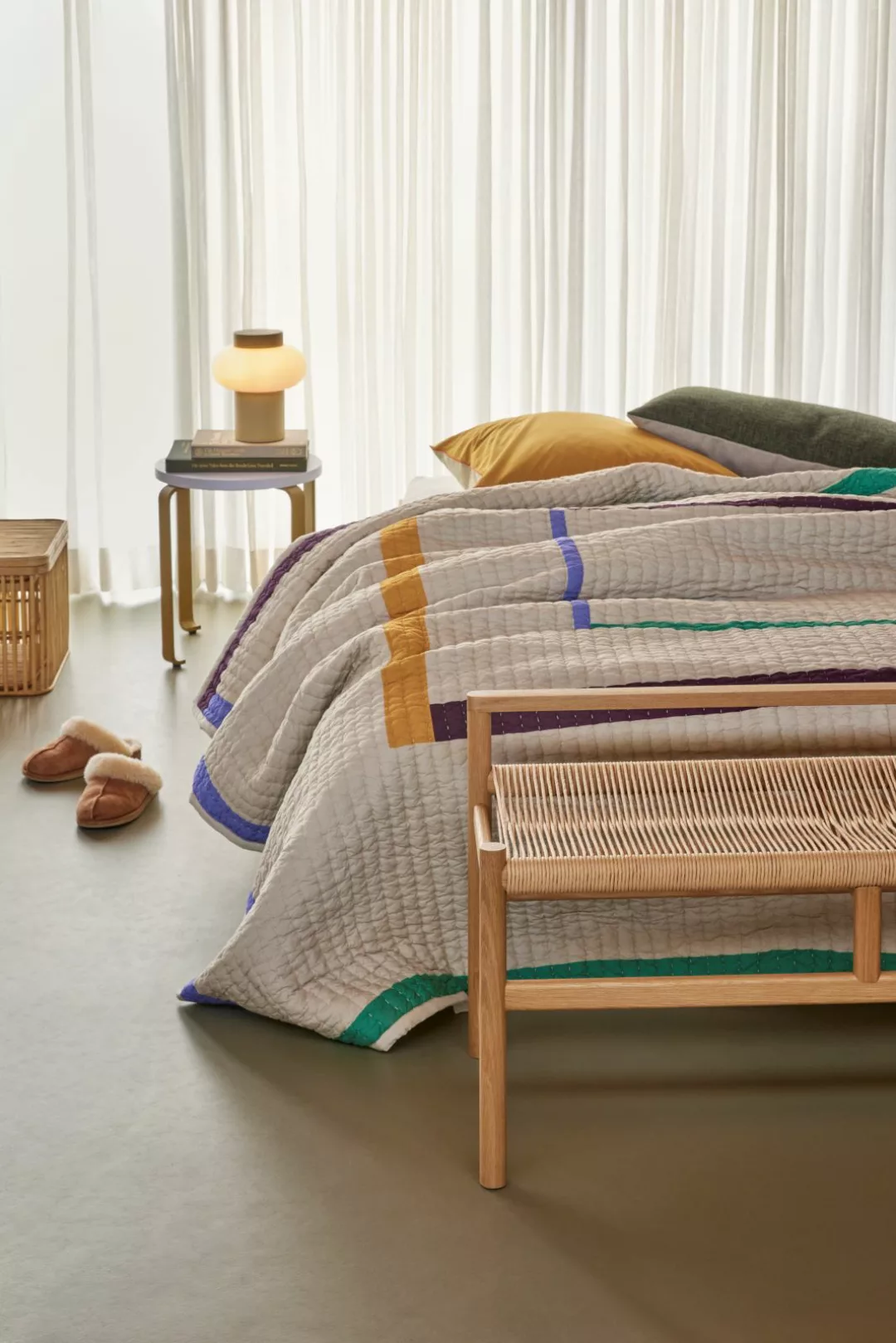 Twist Tagesdecke Square 260×260 cm Sandfarben/ Multifarben günstig online kaufen