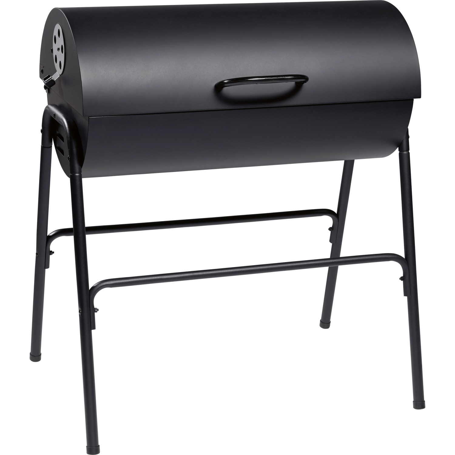 Holzkohlegrill in Fassform 90 cm x 83 cm x 57 cm Schwarz günstig online kaufen