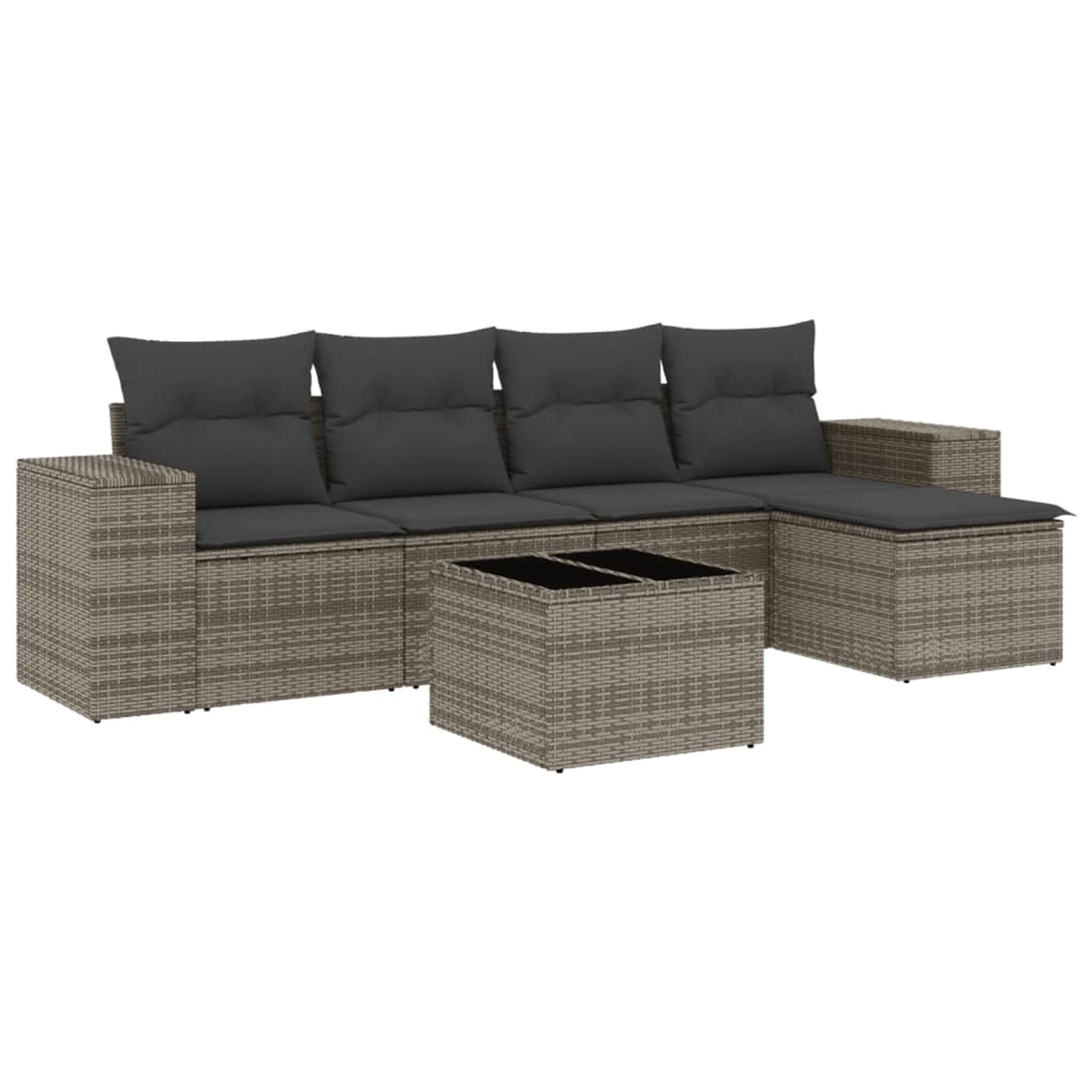 vidaXL 6-tlg Garten-Sofagarnitur mit Kissen Grau Poly Rattan Modell 154 günstig online kaufen