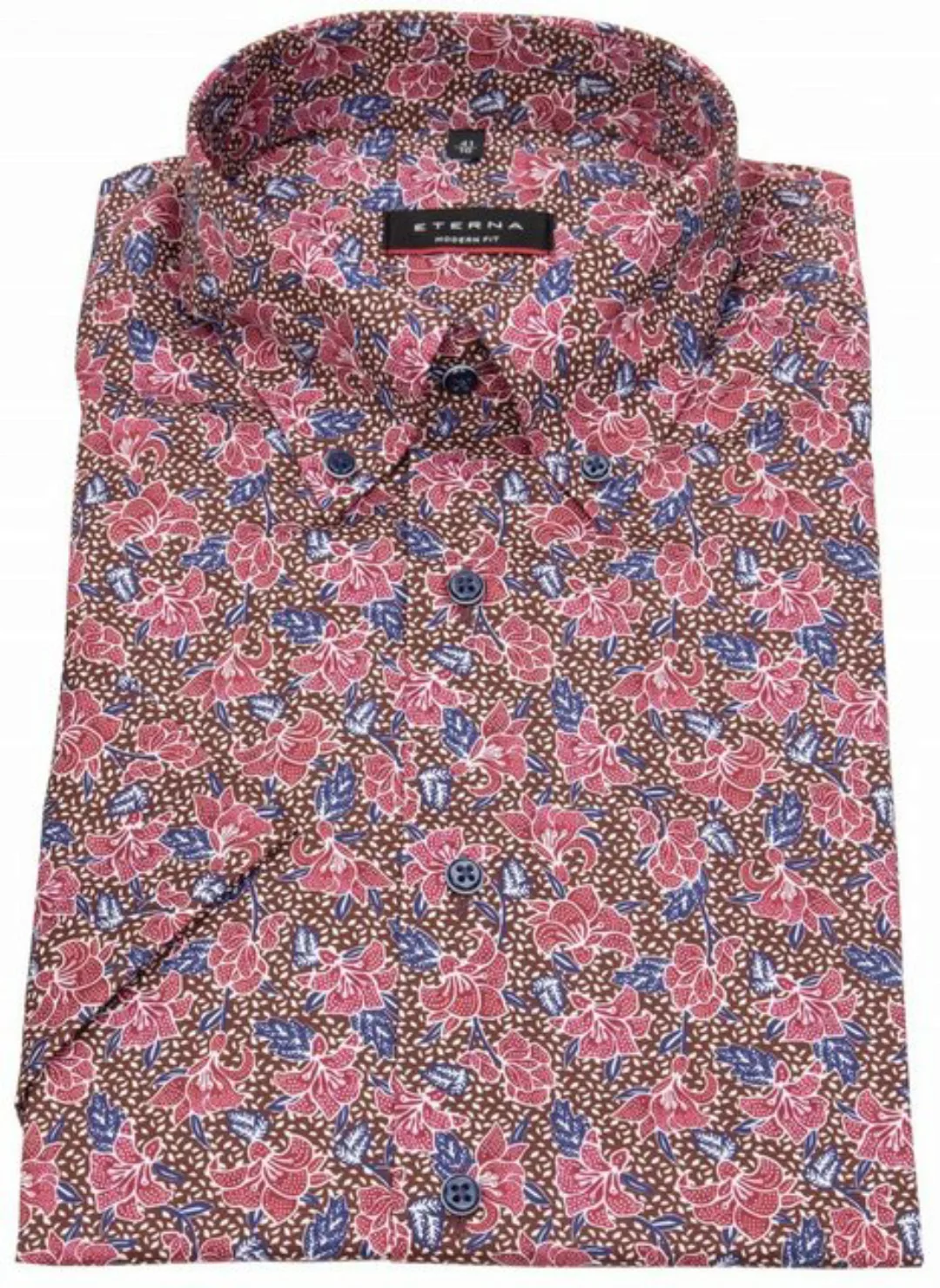 Eterna Kurzarmhemd Modern Fit leicht tailliert Button-Down-Kragen günstig online kaufen