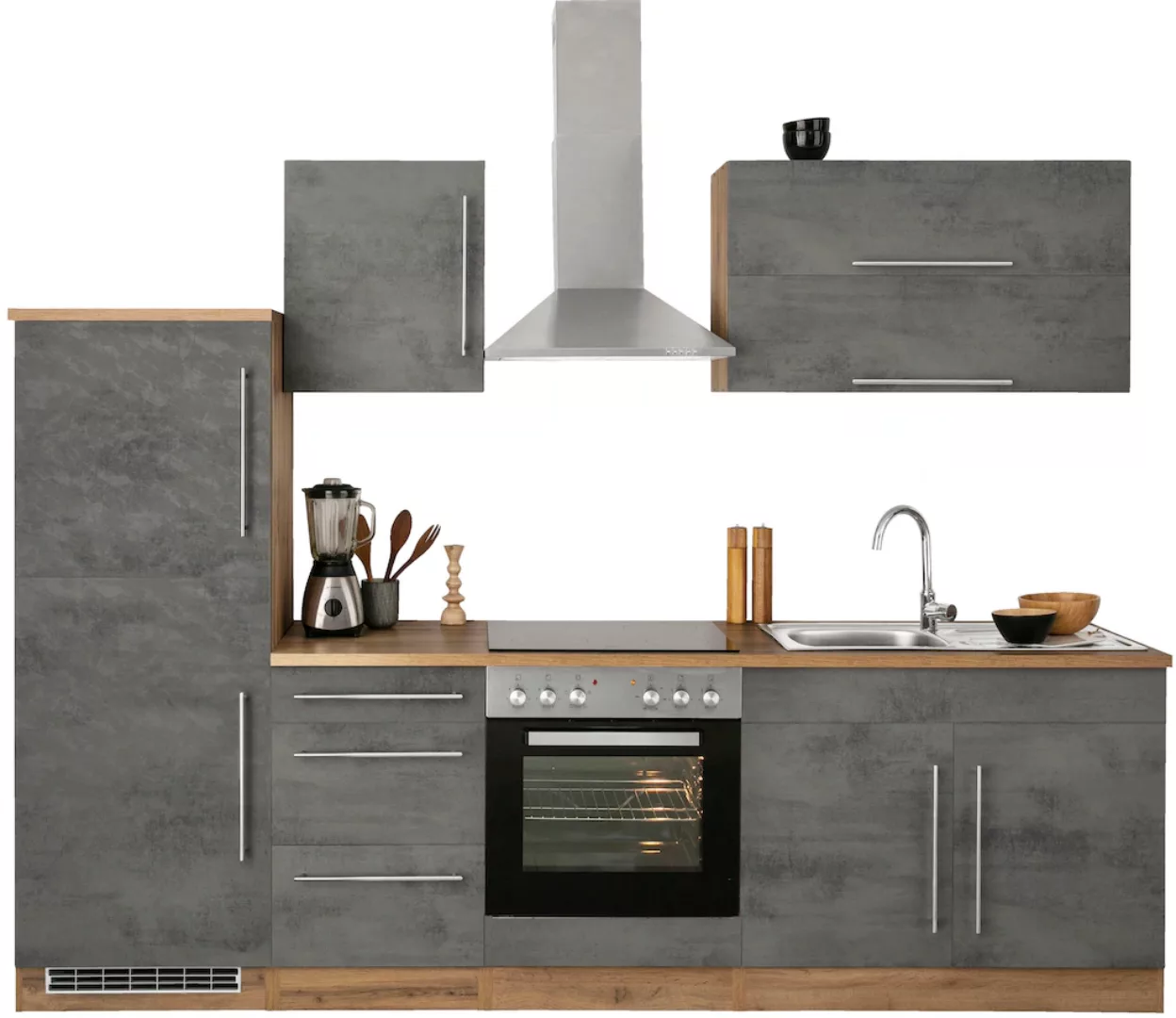 Kochstation Küchenzeile "KS-Samos", mit E-Geräten, Breite 270 cm günstig online kaufen