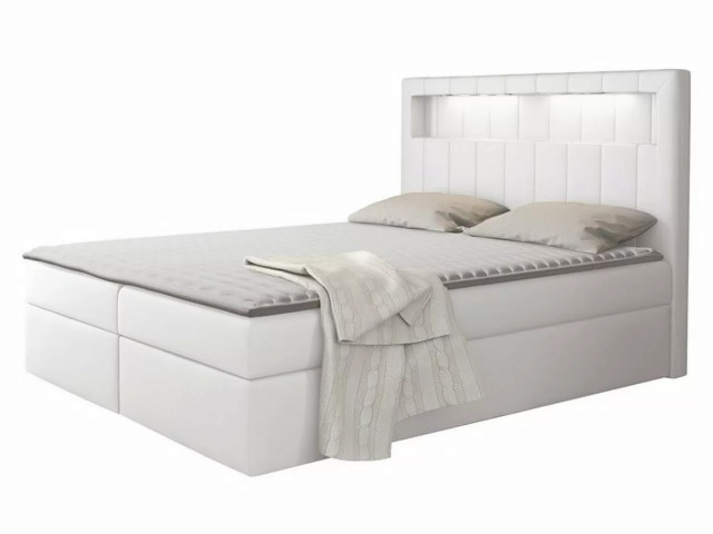 MIRJAN24 Boxspringbett Aspen (LED-Beleuchtung, Topper, Matratze, Kopfteil), günstig online kaufen