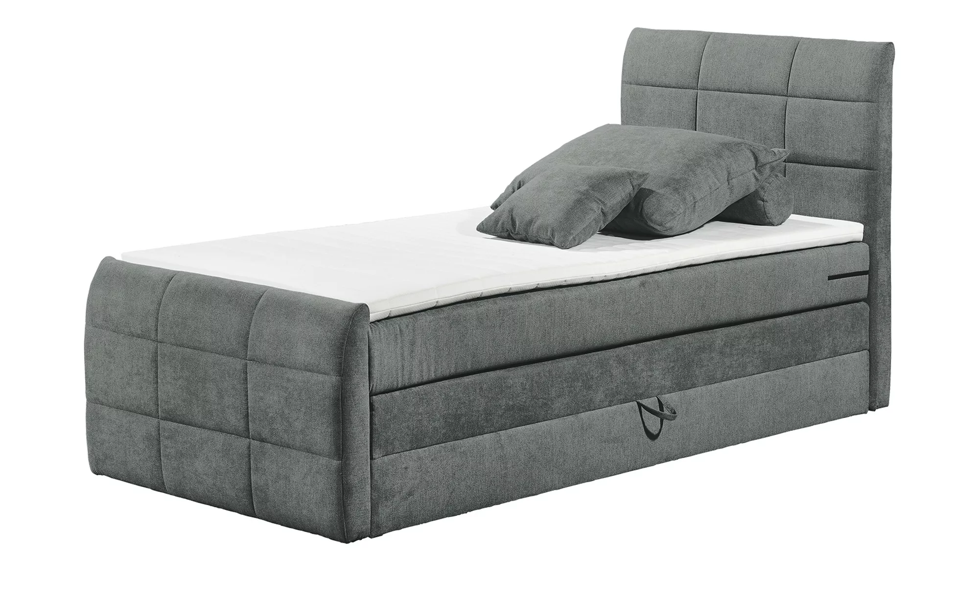 uno Boxspringbett mit Bettkasten - grau - 123 cm - 113 cm - Betten > Boxspr günstig online kaufen