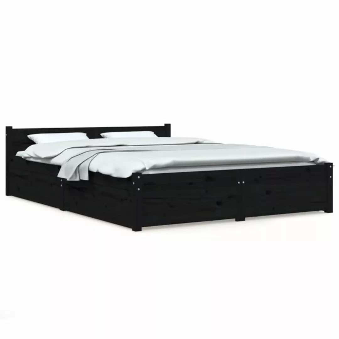 furnicato Bett mit Schubladen Schwarz 160x200 cm günstig online kaufen