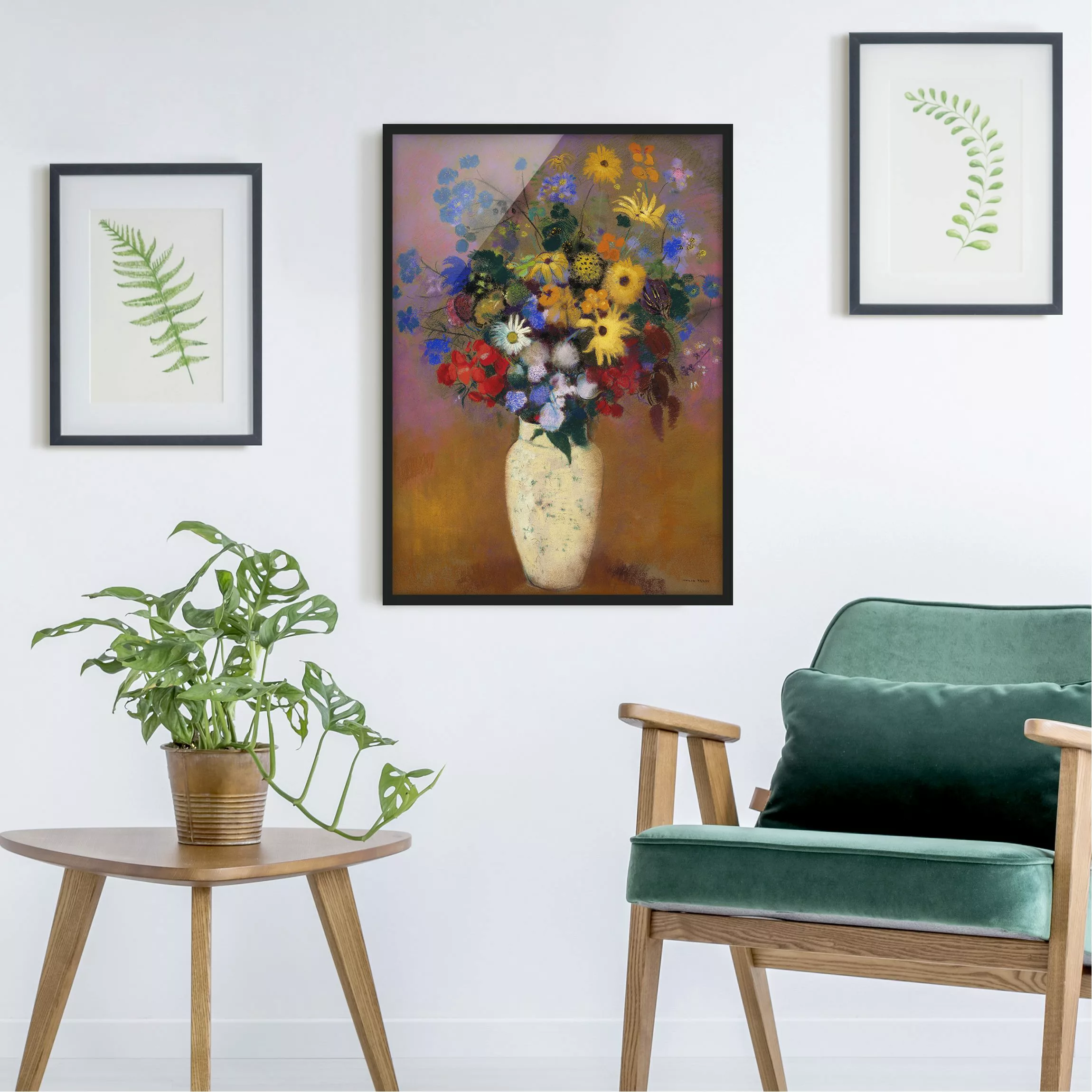 Bild mit Rahmen Kunstdruck - Hochformat Odilon Redon - Blumen in einer Vase günstig online kaufen