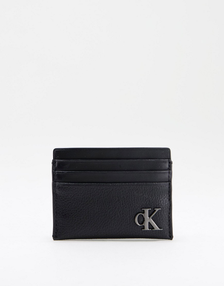 Calvin Klein Jeans – Kartenetui in Schwarz mit Monogramm-Logo günstig online kaufen