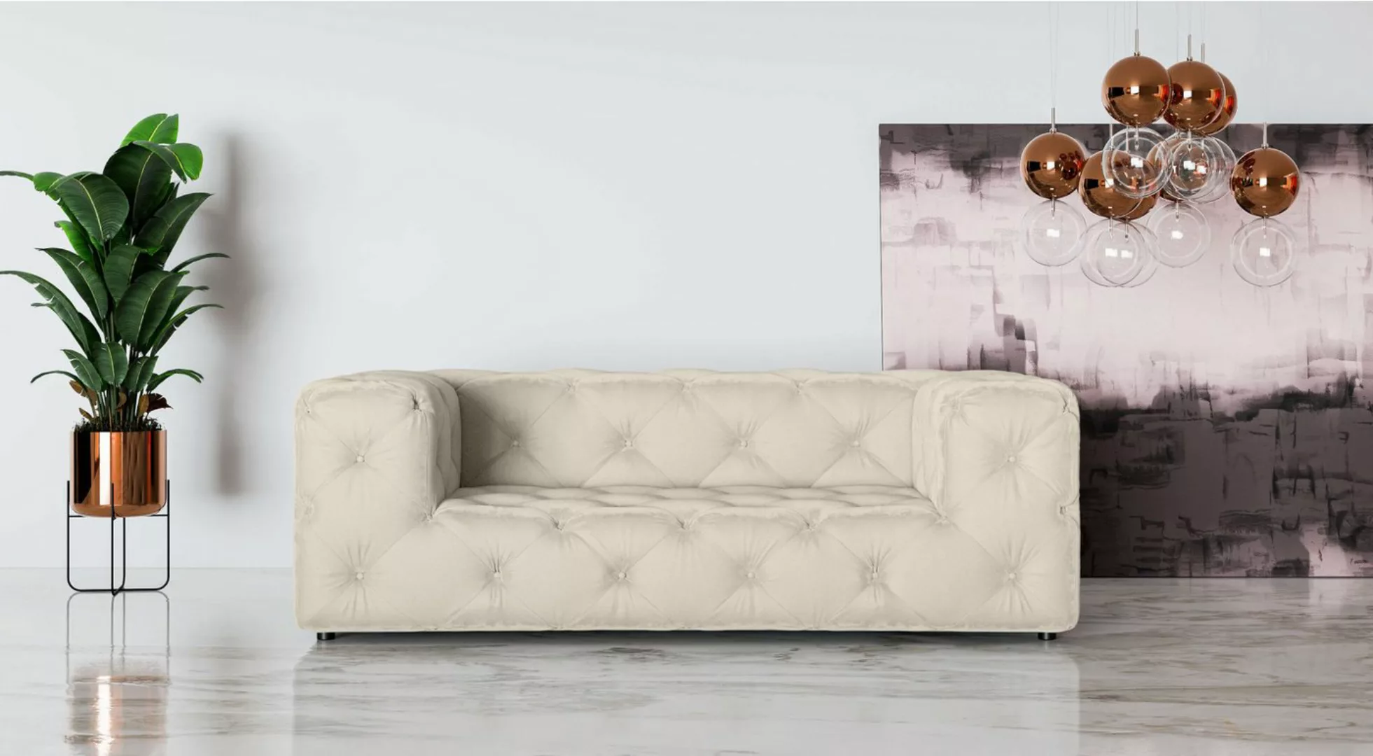 Places of Style 2-Sitzer FOLLINA, 2-Sitzer Sofa mit klassischer Chesterfiel günstig online kaufen