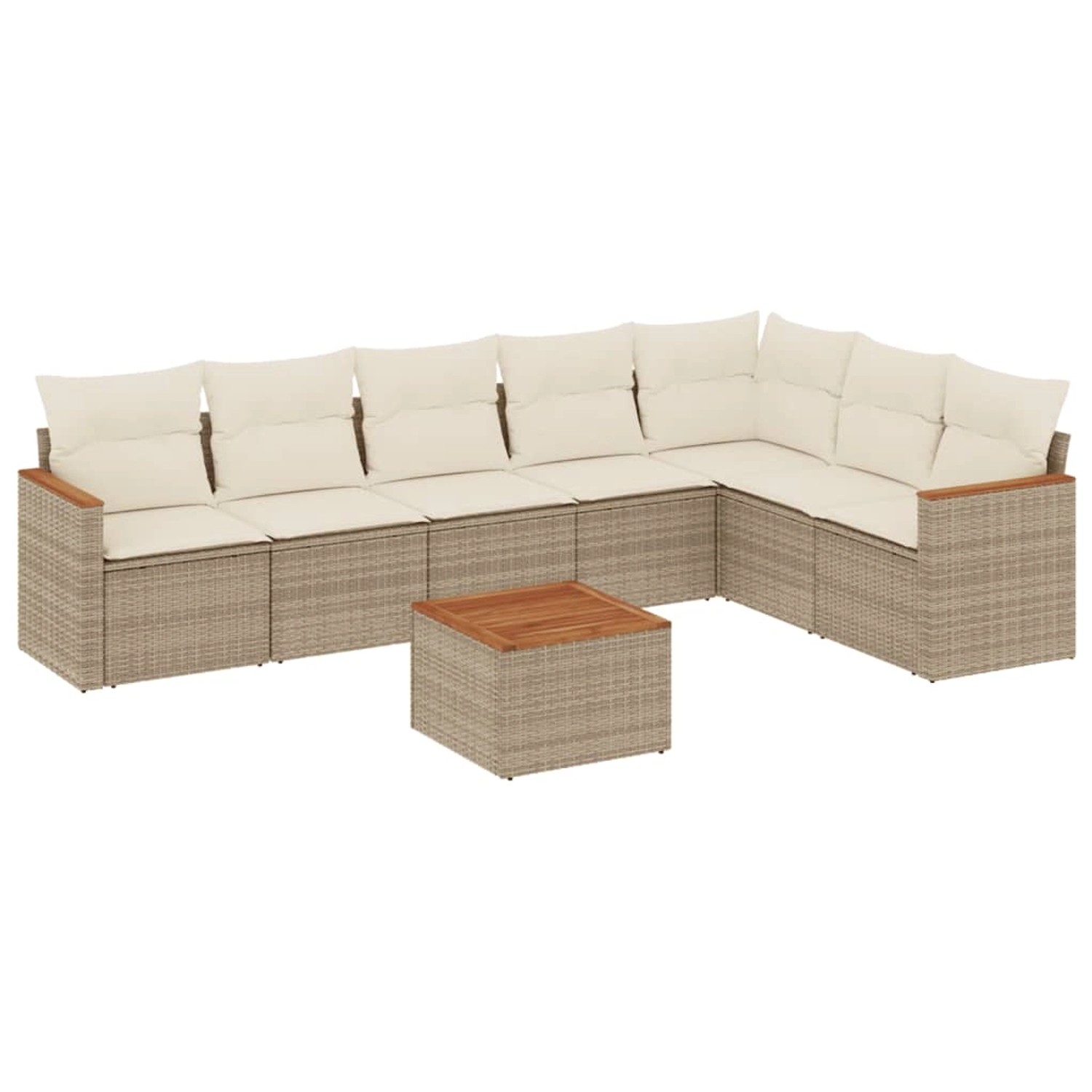 vidaXL 8-Tlg Garten-Sofagarnitur mit Kissen Beige Poly Rattan 3226037 günstig online kaufen