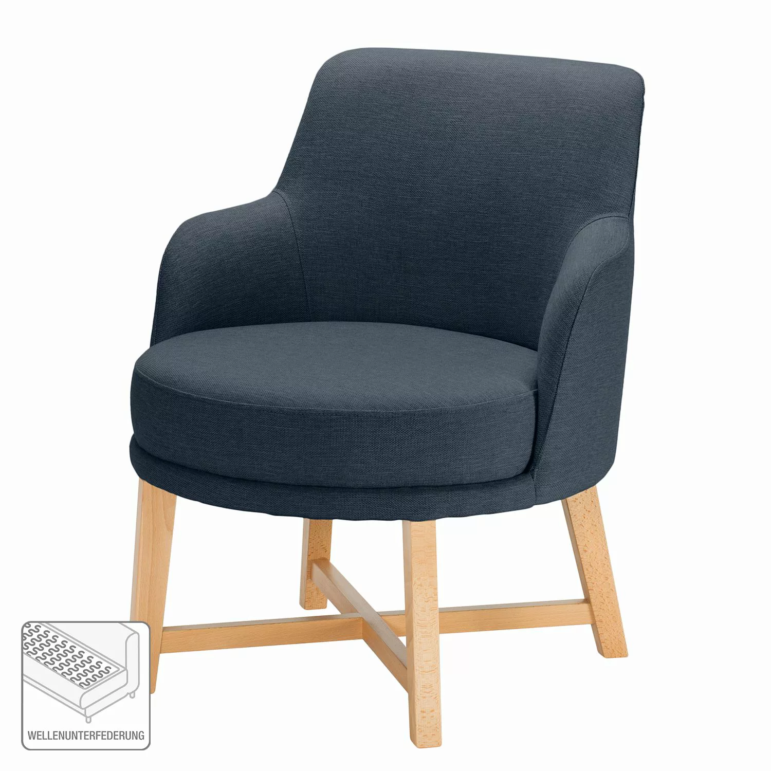 home24 Mørteens Sessel Siabu Dunkelblau Strukturstoff 67x79x68 cm (BxHxT) günstig online kaufen