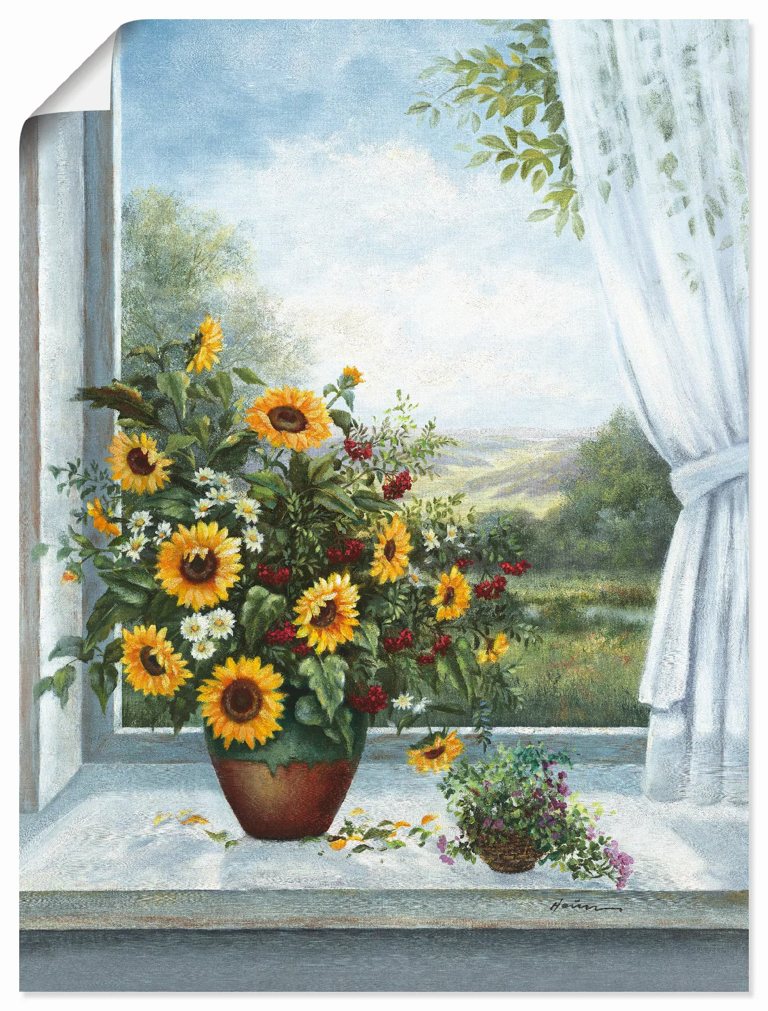 Artland Wandbild »Sonnenblumen am Fenster«, Arrangements, (1 St.), als Lein günstig online kaufen