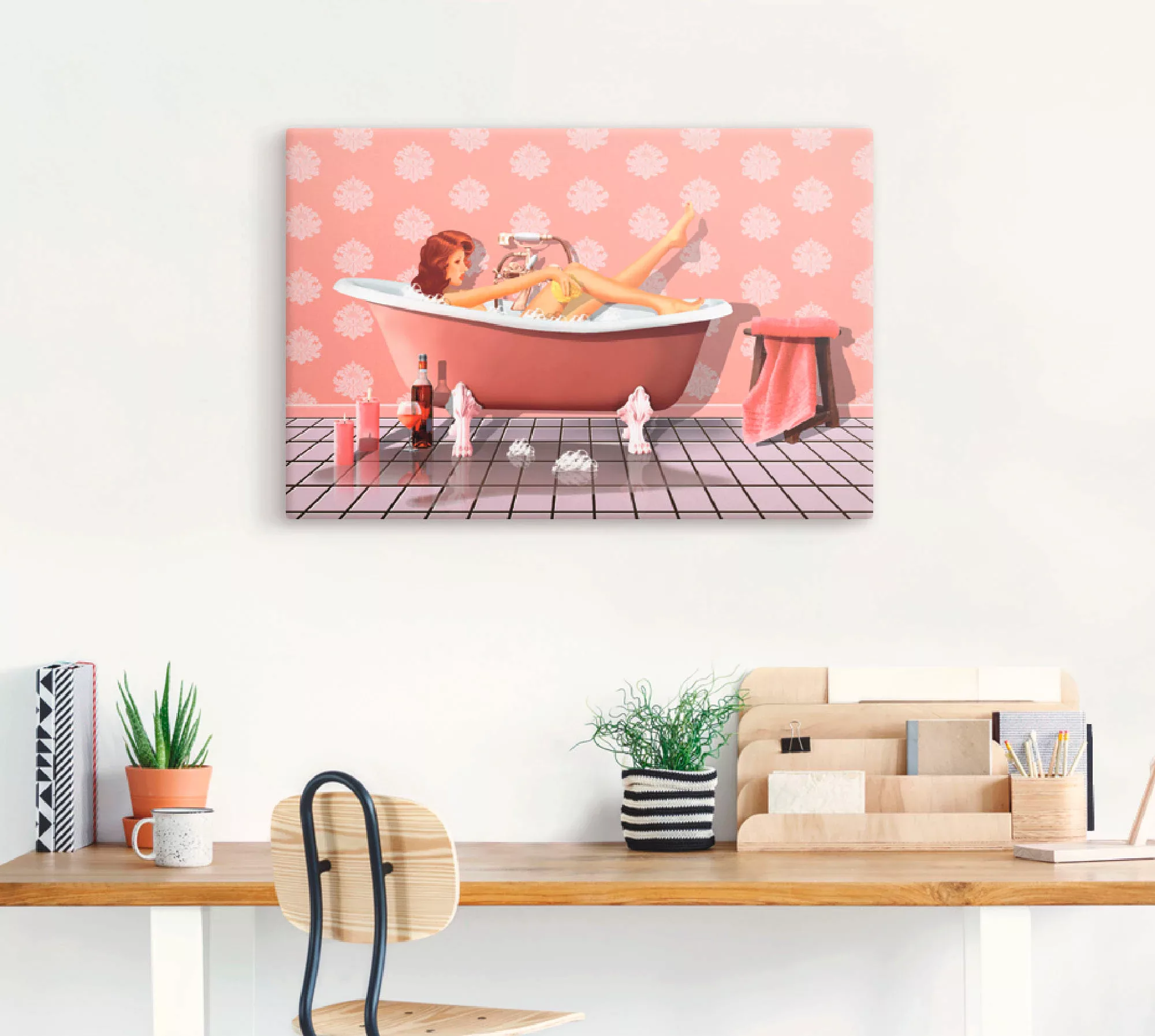 Artland Leinwandbild "Pin Up Girl beim Badevergnügen", Frau, (1 St.), auf K günstig online kaufen