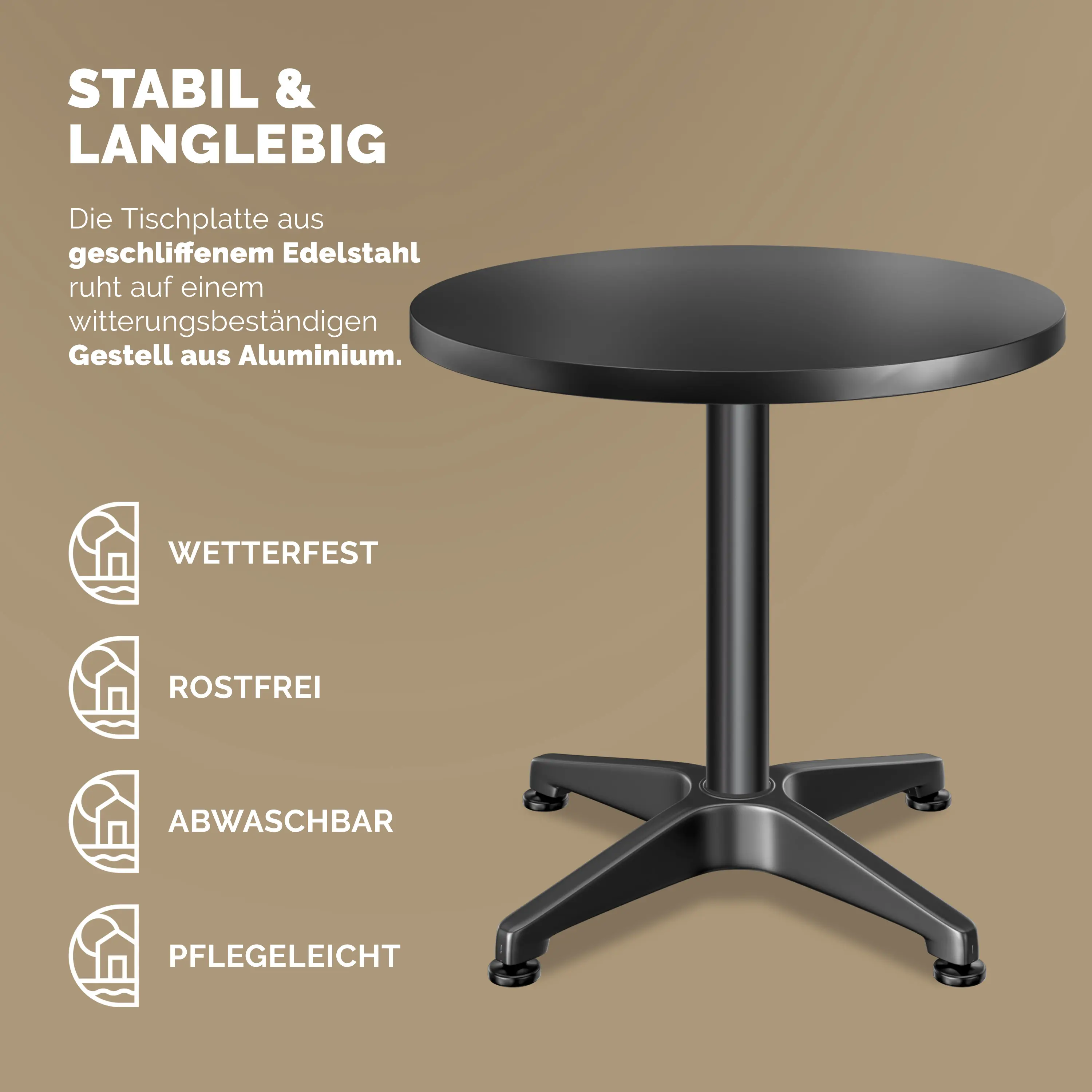 Stehtisch 2er-Set Schwarz Alu Ø60cm höhenverstellbar günstig online kaufen