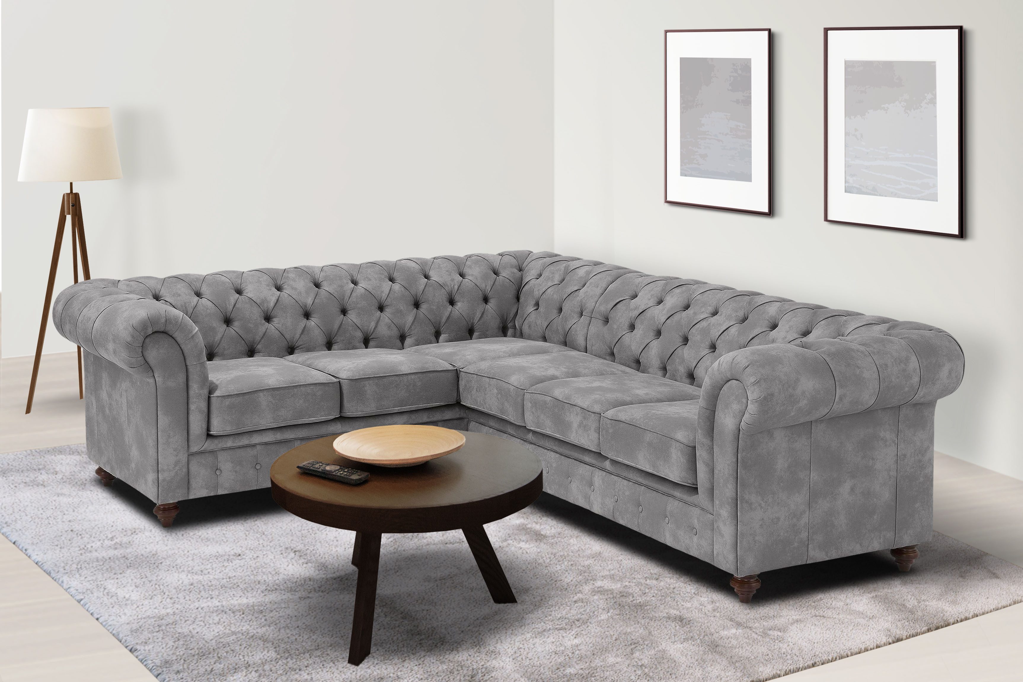 Home affaire Chesterfield-Sofa "Chesterfield Ecksofa, auch in Leder L-Form" günstig online kaufen