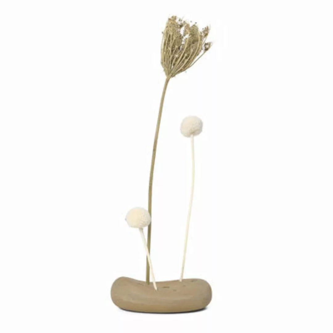 Vase Vanita keramik beige / L 12 x H 3,5 cm - Porzellan / Für Trockenblumen günstig online kaufen