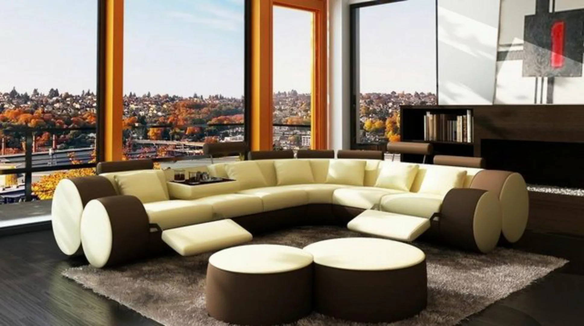 JVmoebel Ecksofa Ecksofa Sofa Leder Couch - Designer Couchgarnitur Sitz Pol günstig online kaufen