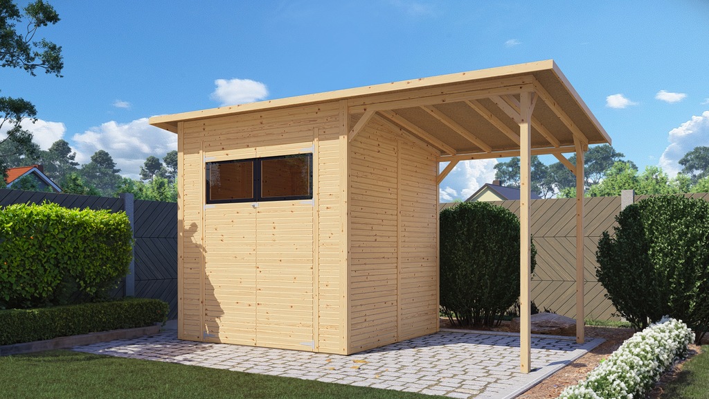 BERTILO Gartenhaus "Pent Modern 3 Plus naturbelassen", mit hohen Seitenwänd günstig online kaufen