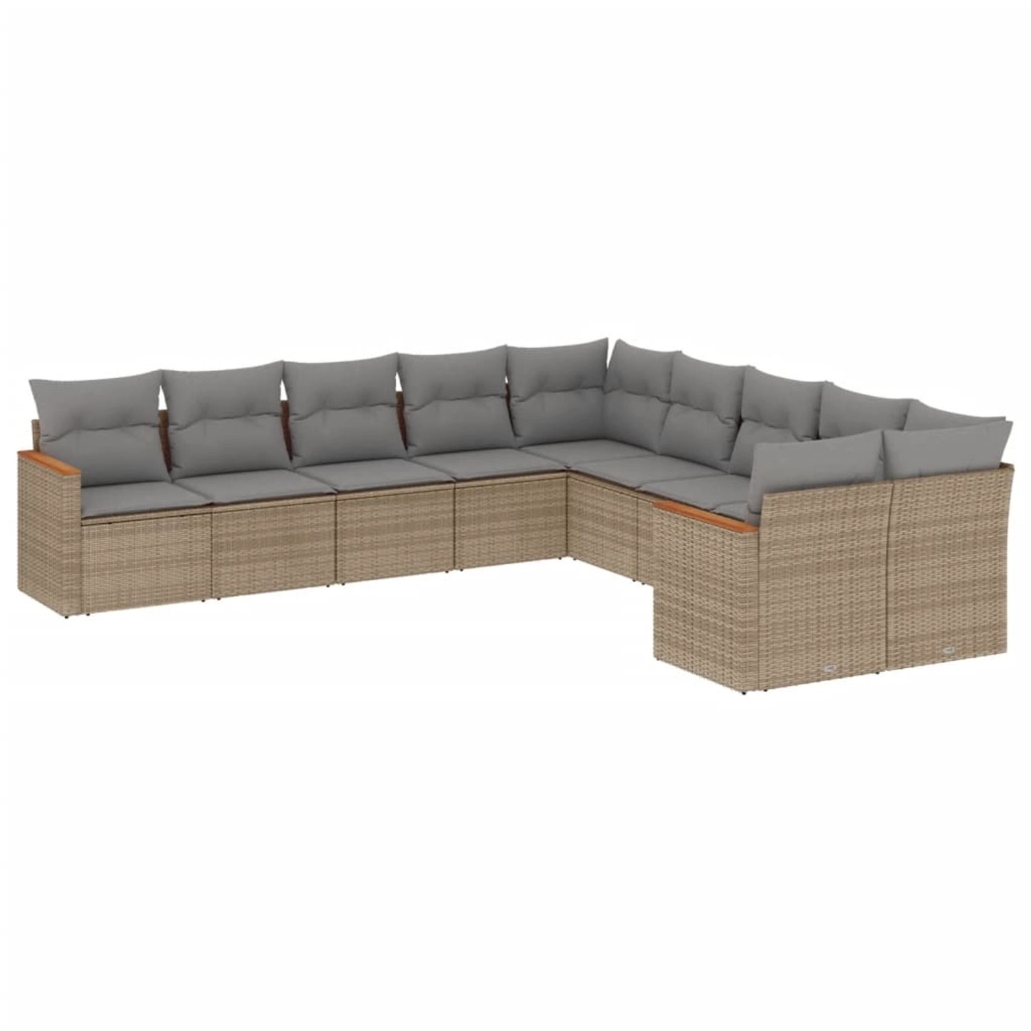 vidaXL 10-Tlg Garten-Sofagarnitur mit Kissen Beige Poly Rattan 3226353 günstig online kaufen
