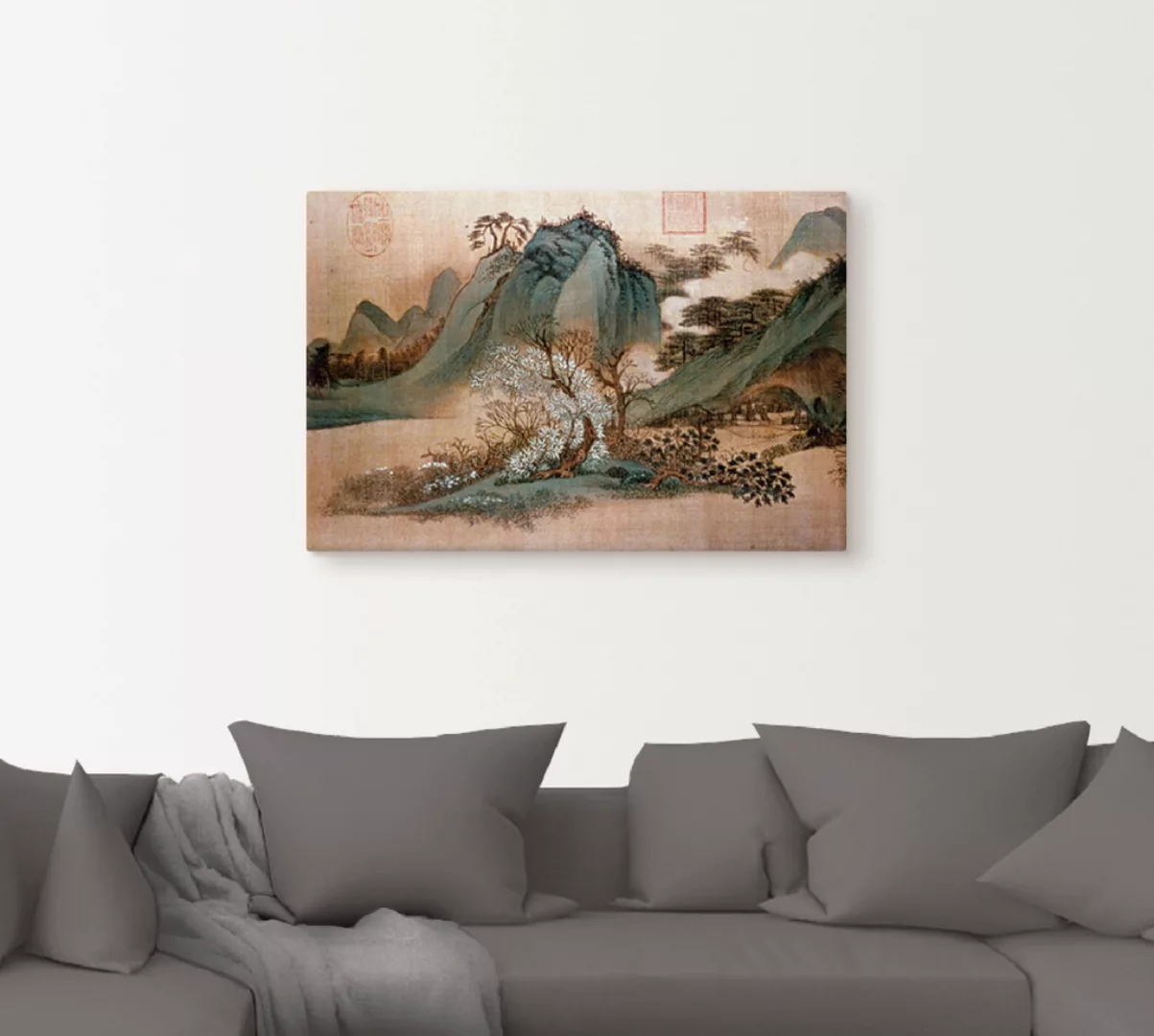 Artland Wandbild "Weiße Wolken und grüne Berge", Asien, (1 St.), als Leinwa günstig online kaufen
