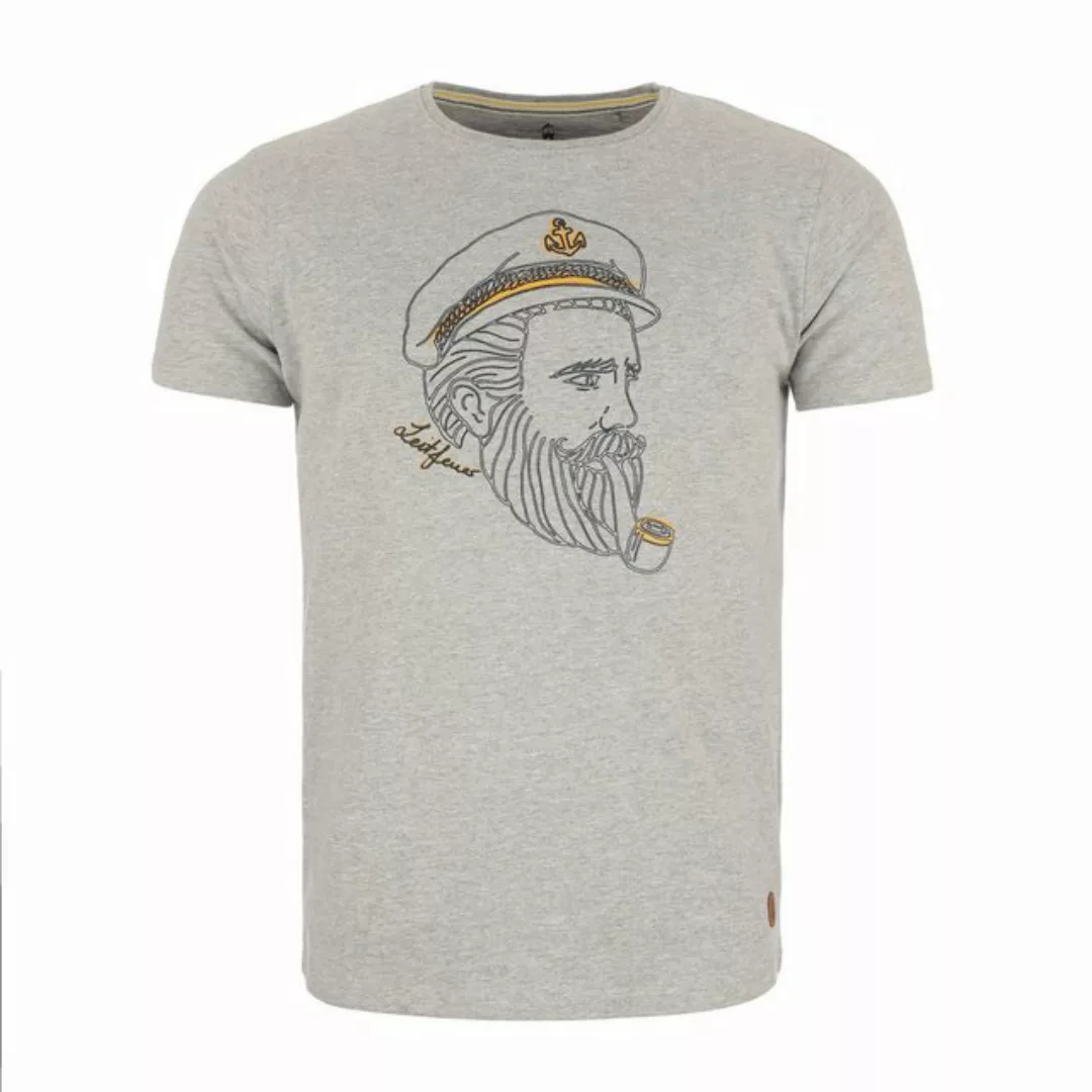 Leitfeuer T-Shirt Herren 1/2 Arm Shirt Rundhals mit Kapitän-Seemann-Print s günstig online kaufen