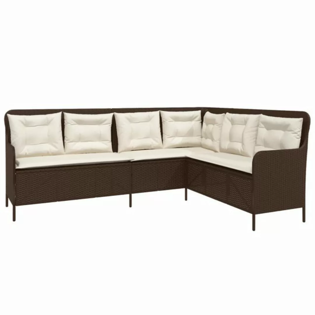 vidaXL Loungesofa Gartensofa in L-Form mit Kissen Braun Poly Rattan, 1 Teil günstig online kaufen