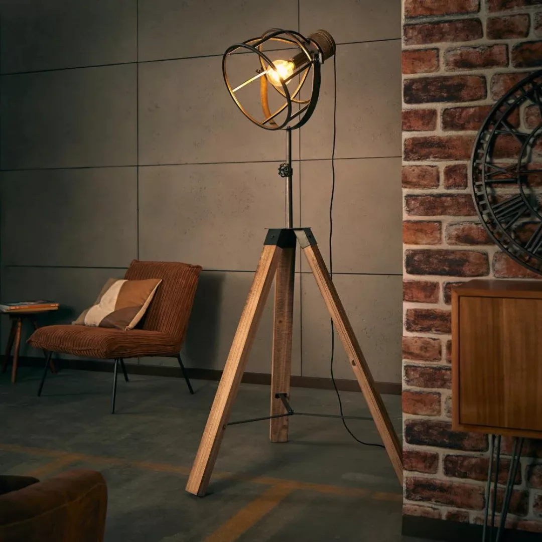 Brilliant Stehlampe »Matrix Wood«, 1 flammig-flammig, 163 cm Höhe, Ø 72 cm, günstig online kaufen