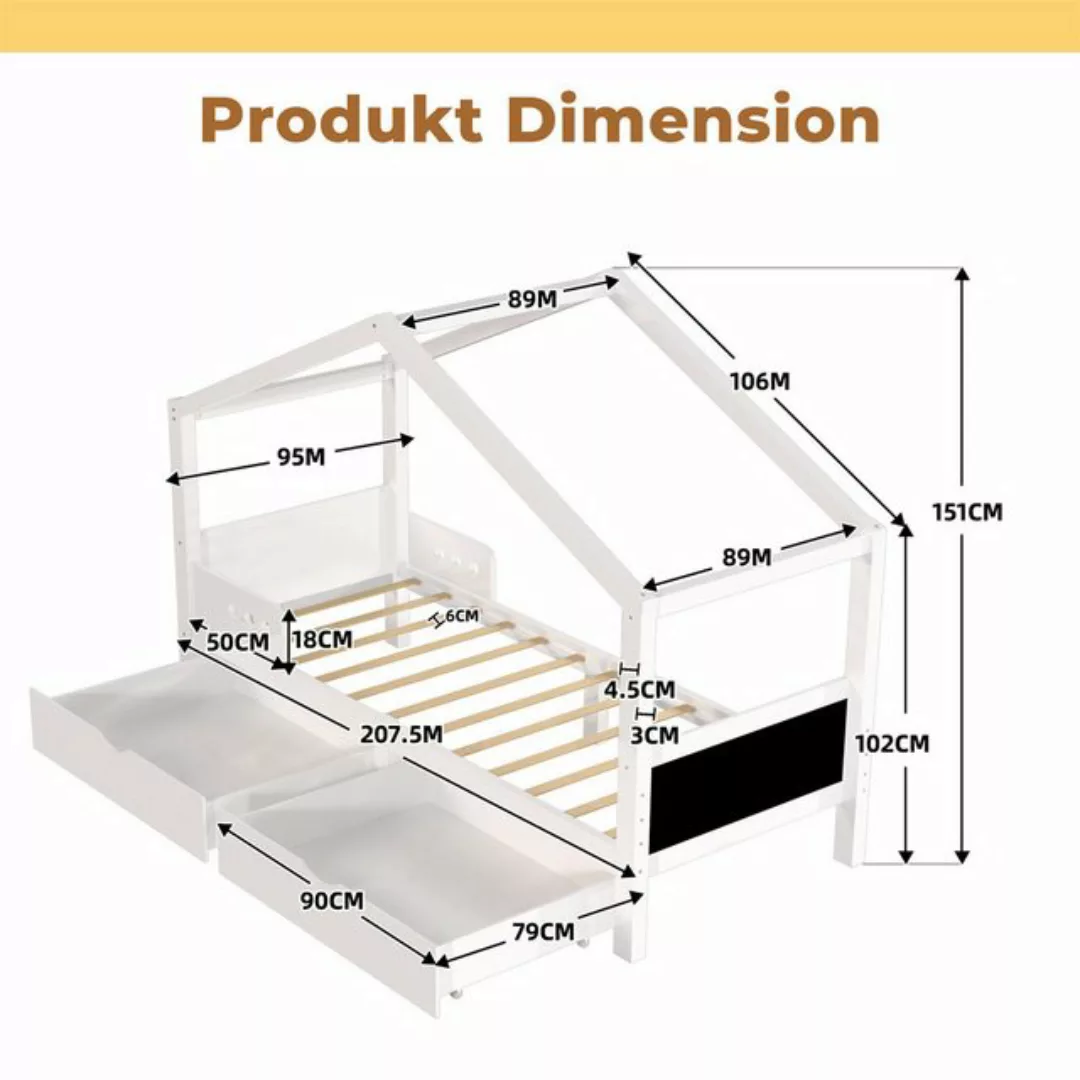 autolock Kinderbett Kinderbett mit Doppelschublade, Kiefer, 90 x 200 cm günstig online kaufen