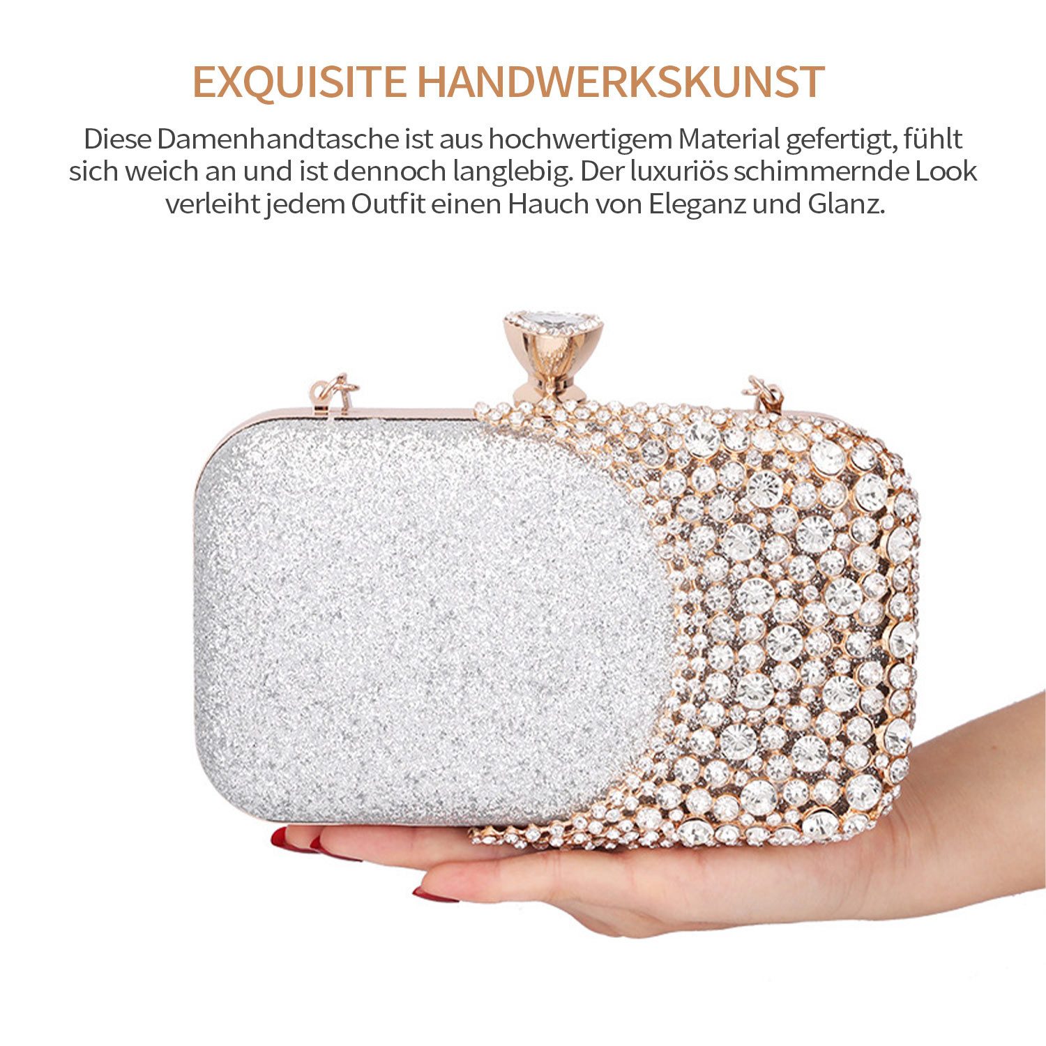 Refttenw Abendtasche Clutch Damen Kettentasche Glitzer günstig online kaufen