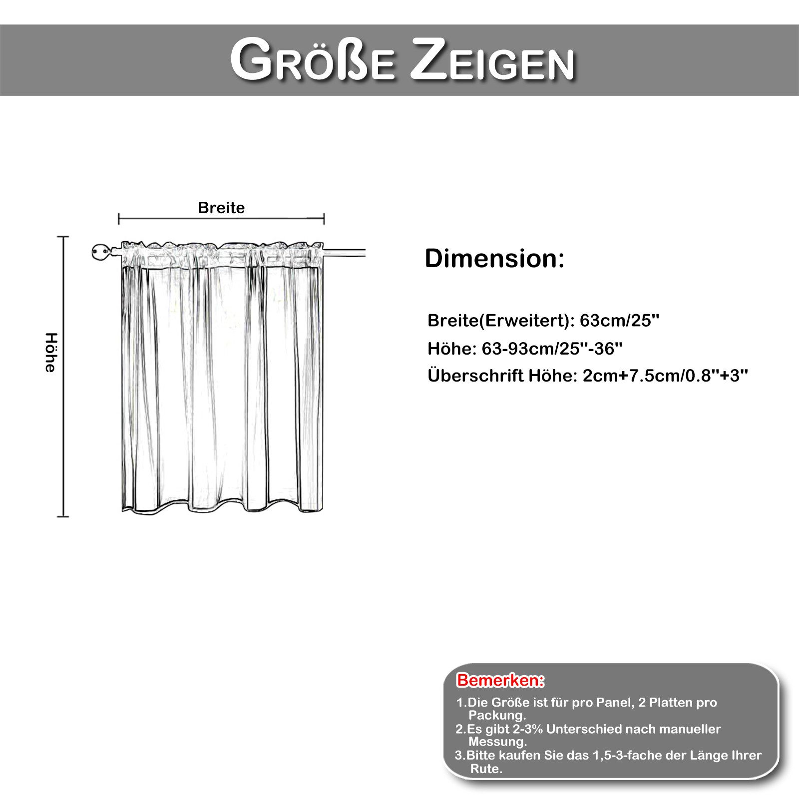 Jibenhome Scheibengardine Kurze Gardinen 2 Stück günstig online kaufen