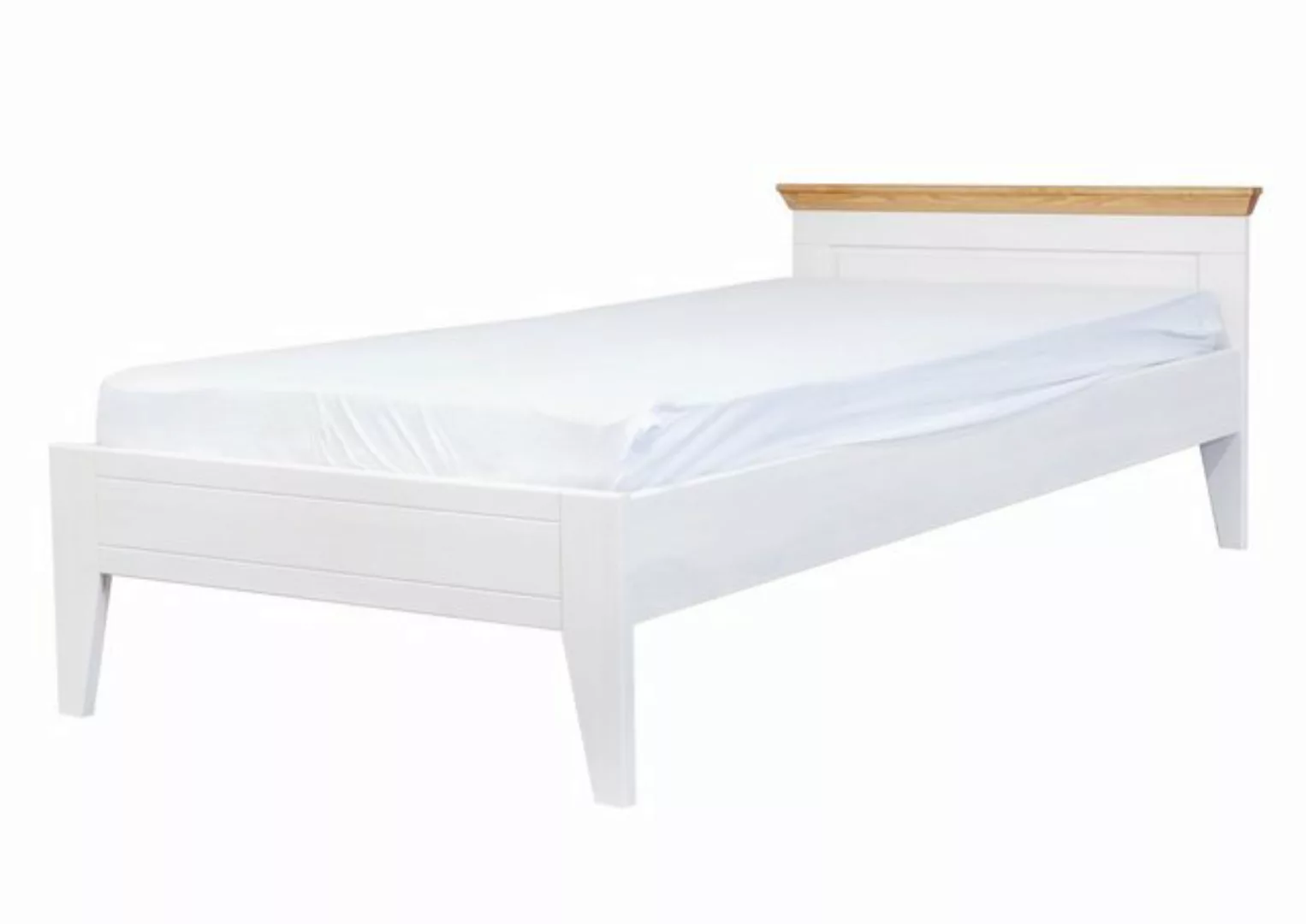 G+K Möbelvertriebs GmbH Massivholzbett aus Kiefer in weiß, mit absetzung ei günstig online kaufen
