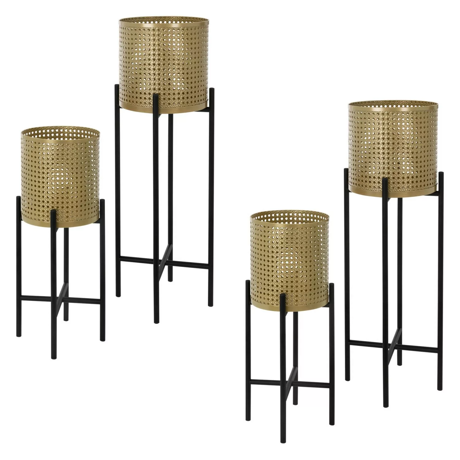 ML-Design Blumenständer 4Er Set Schwarz-Gold 17x17x55cm 19x19x75,5 cm aus S günstig online kaufen