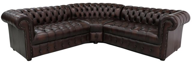 Xlmoebel Ecksofa Neues Ecksofa aus dunkelbraunem Leder in Chesterfield-Stil günstig online kaufen