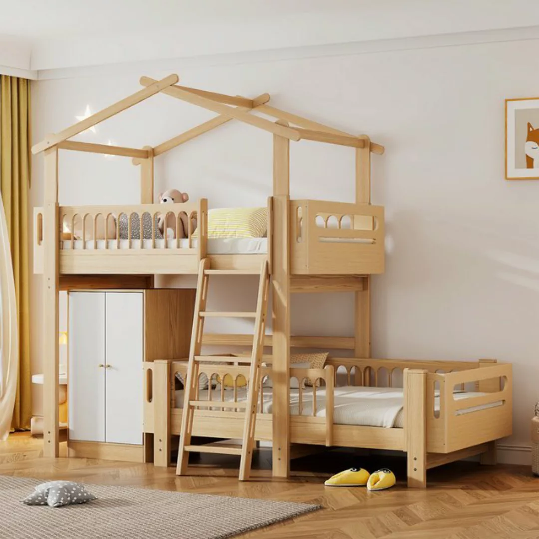 OKWISH Etagenbett Gästebett, Kinderbett Holzbett herausnehmbares Unterbett günstig online kaufen