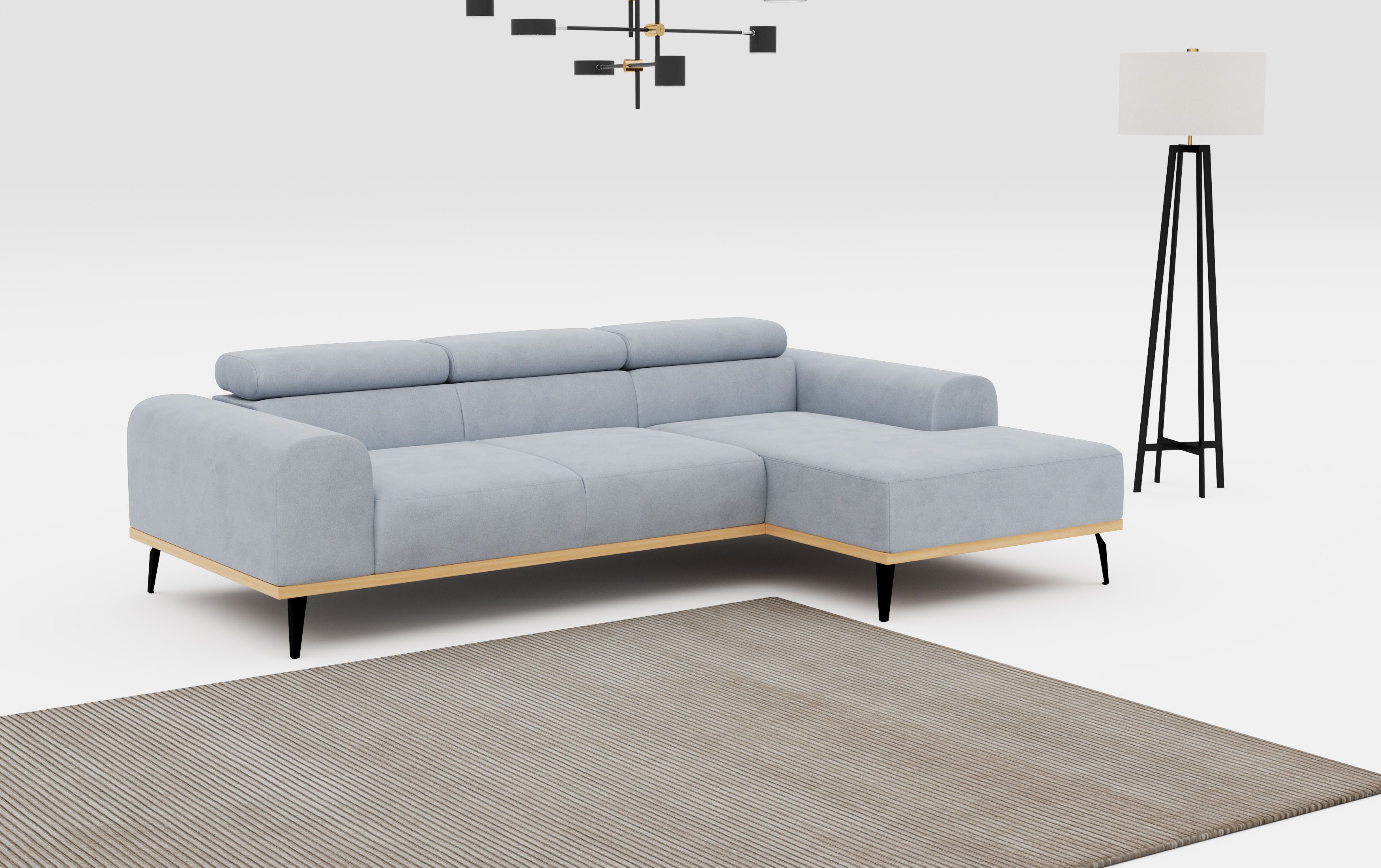 Places of Style Ecksofa "Carlo L-Form", mit Kopfteilverstellung & Holz-Rahm günstig online kaufen