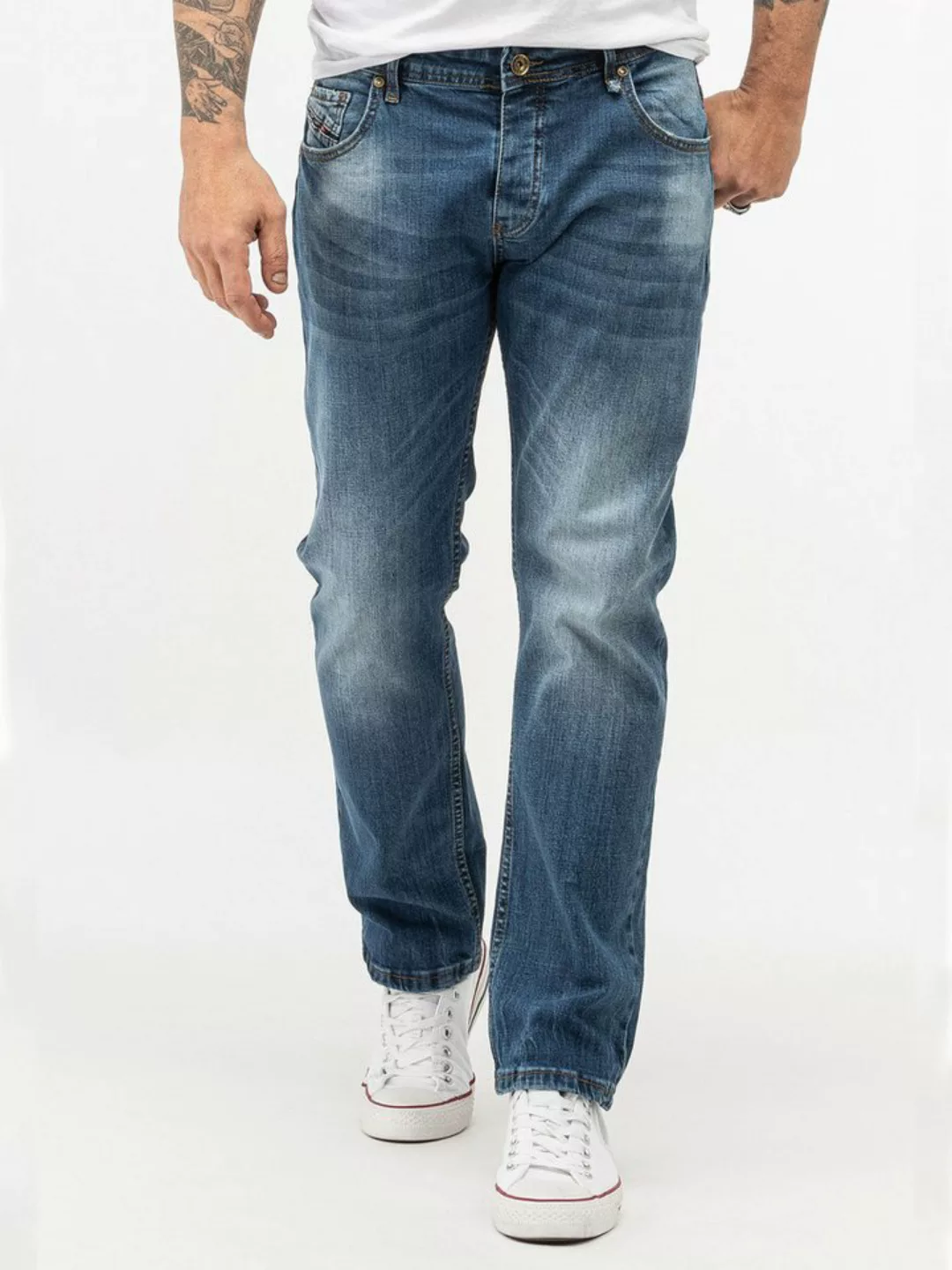 Rock Creek Straight-Jeans Herren Jeans Stonewashed Blau RC-2282 günstig online kaufen