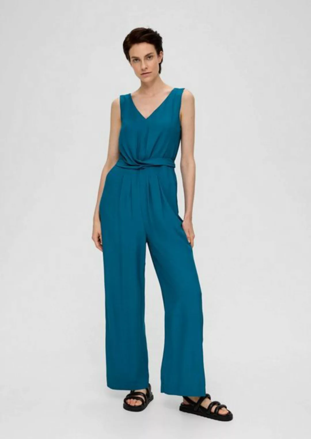 s.Oliver BLACK LABEL Overall Viskose-Jumpsuit mit Taillengürtel günstig online kaufen