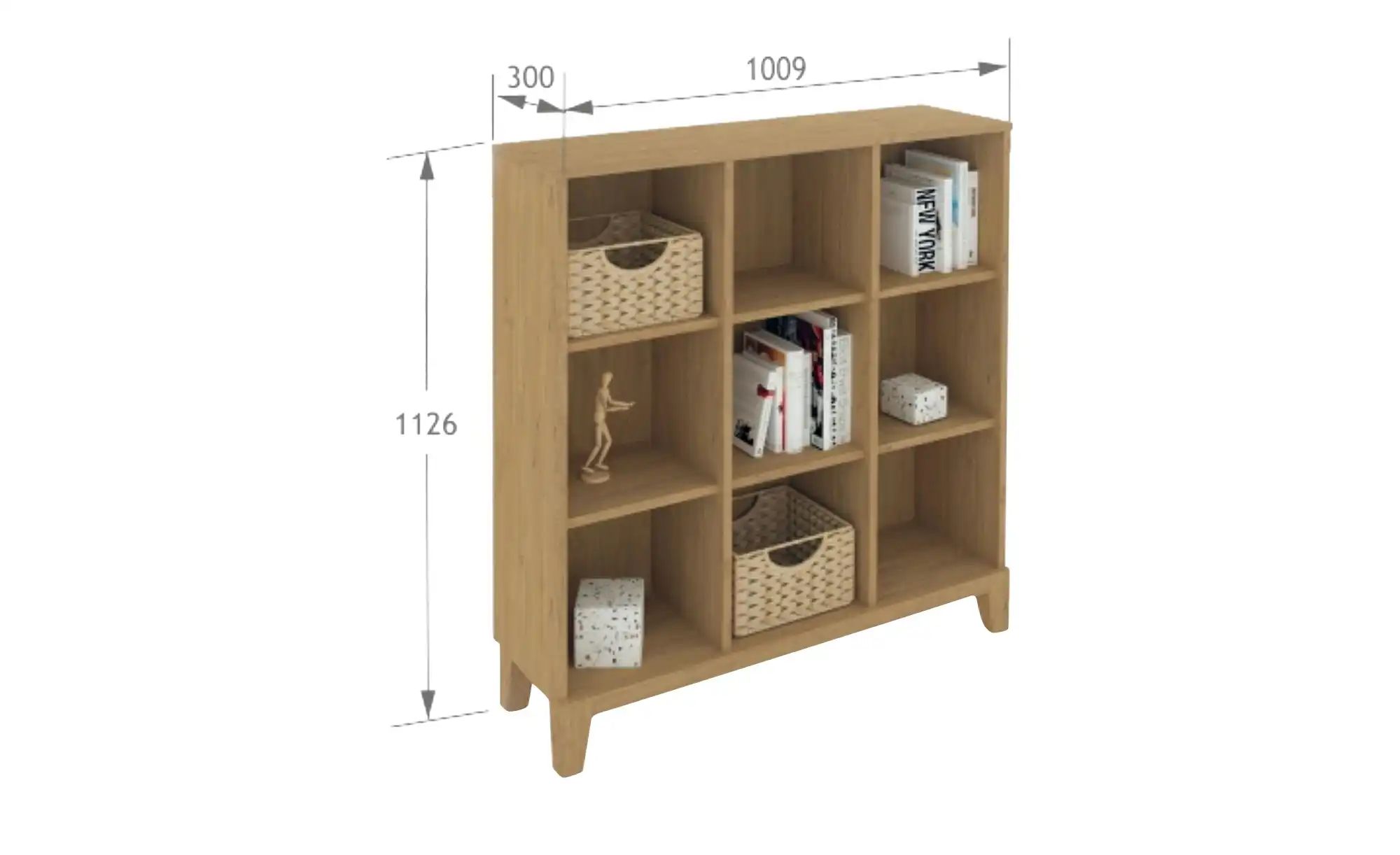 Bücherregal  Hygge Oak ¦ holzfarben ¦ Maße (cm): B: 100,9 H: 112,6 T: 30.0 günstig online kaufen