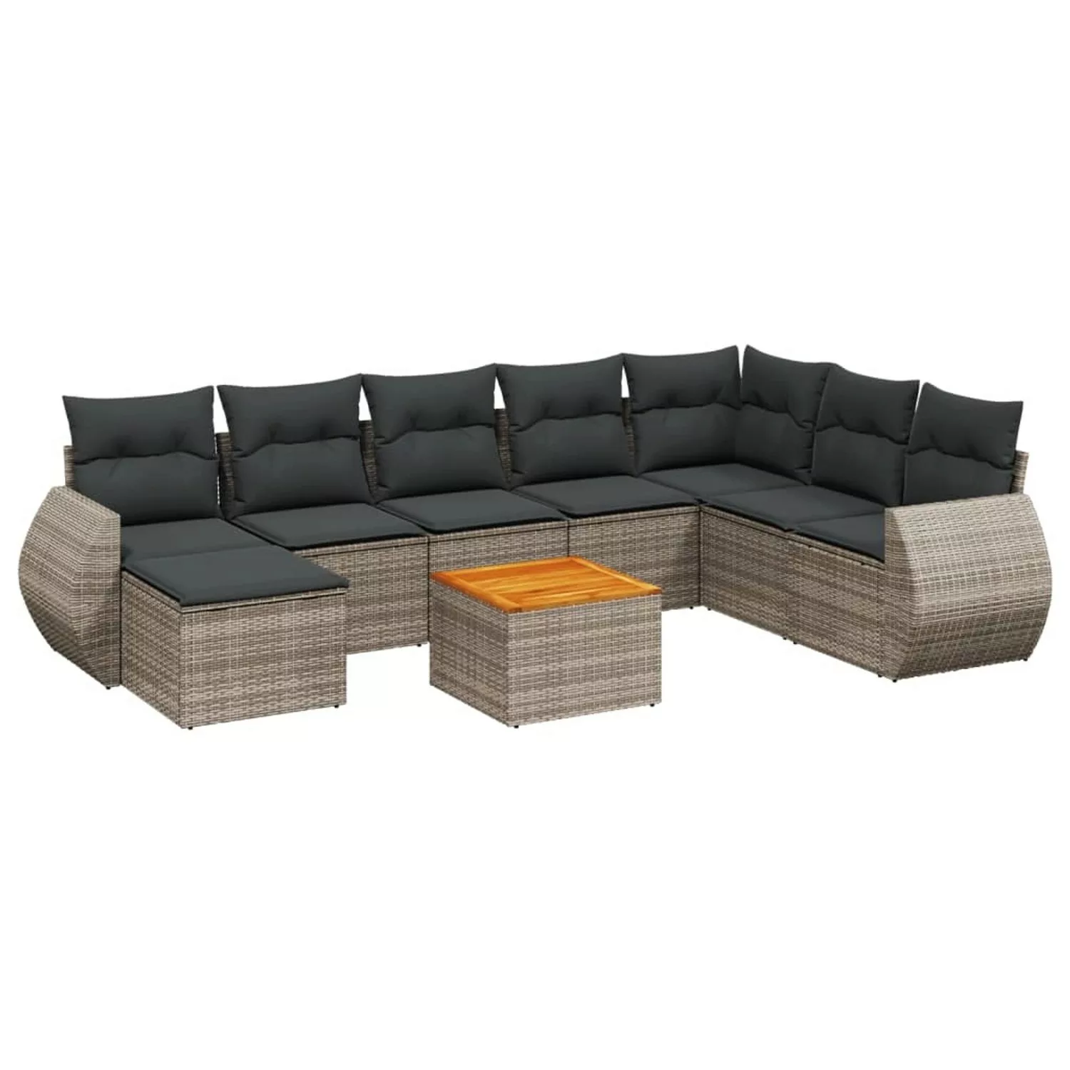 vidaXL 9-tlg Garten-Sofagarnitur mit Kissen Grau Poly Rattan Modell 109 günstig online kaufen