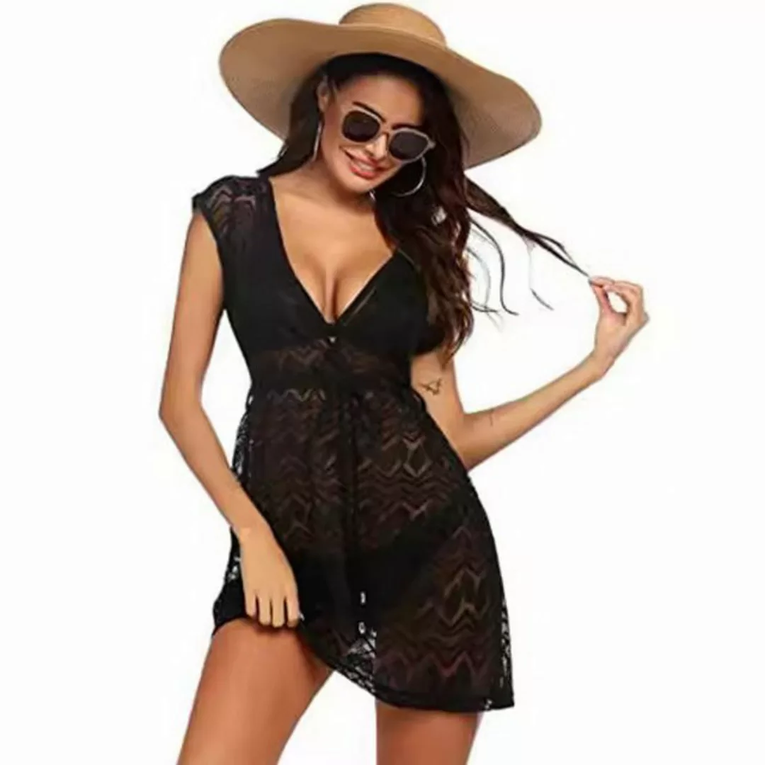 KIKI Strandkleid Damen Spizte Strandkleid Weben Einzigartig Bikini Cover Up günstig online kaufen