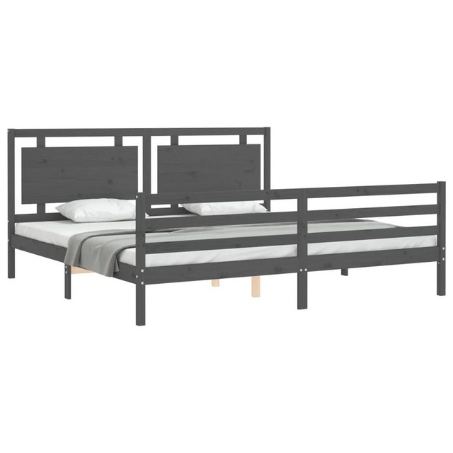 vidaXL Bett Massivholzbett mit Kopfteil Grau 200x200 cm günstig online kaufen