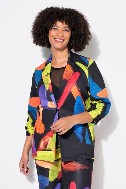 Angel of Style Blusenblazer Blazer Alloverdruck gekräuselte 3/4-Ärmel günstig online kaufen