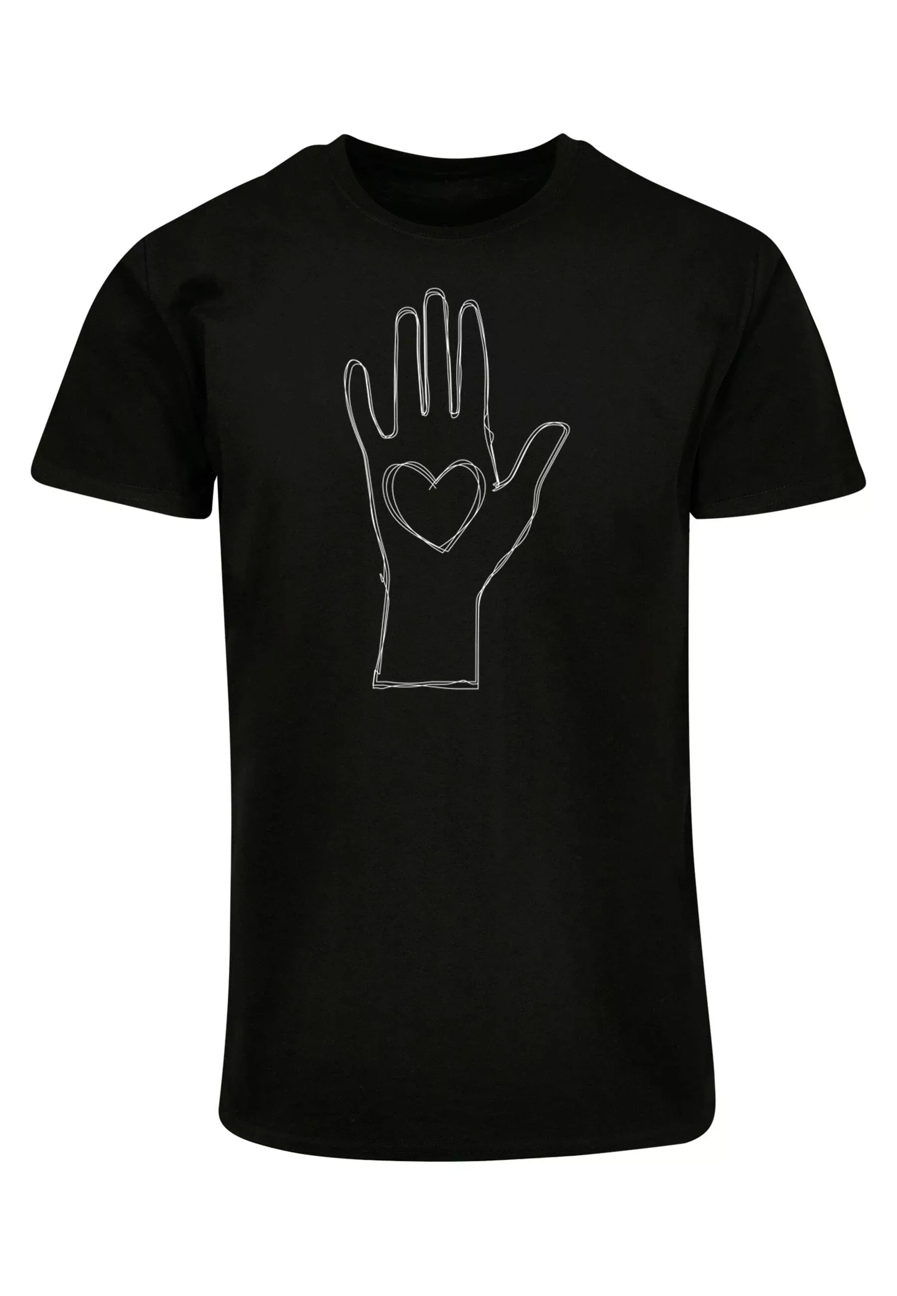 Merchcode T-Shirt "Merchcode Herren Peace - Scribble Hand Heart Black Basic günstig online kaufen