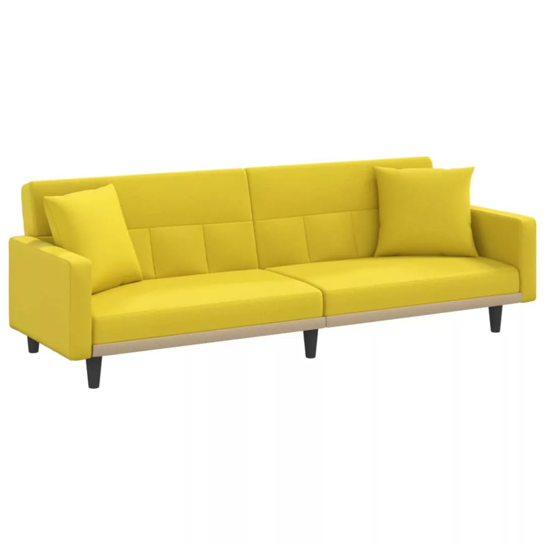 Vidaxl Schlafsofa Mit Kissen Hellgelb Stoff günstig online kaufen