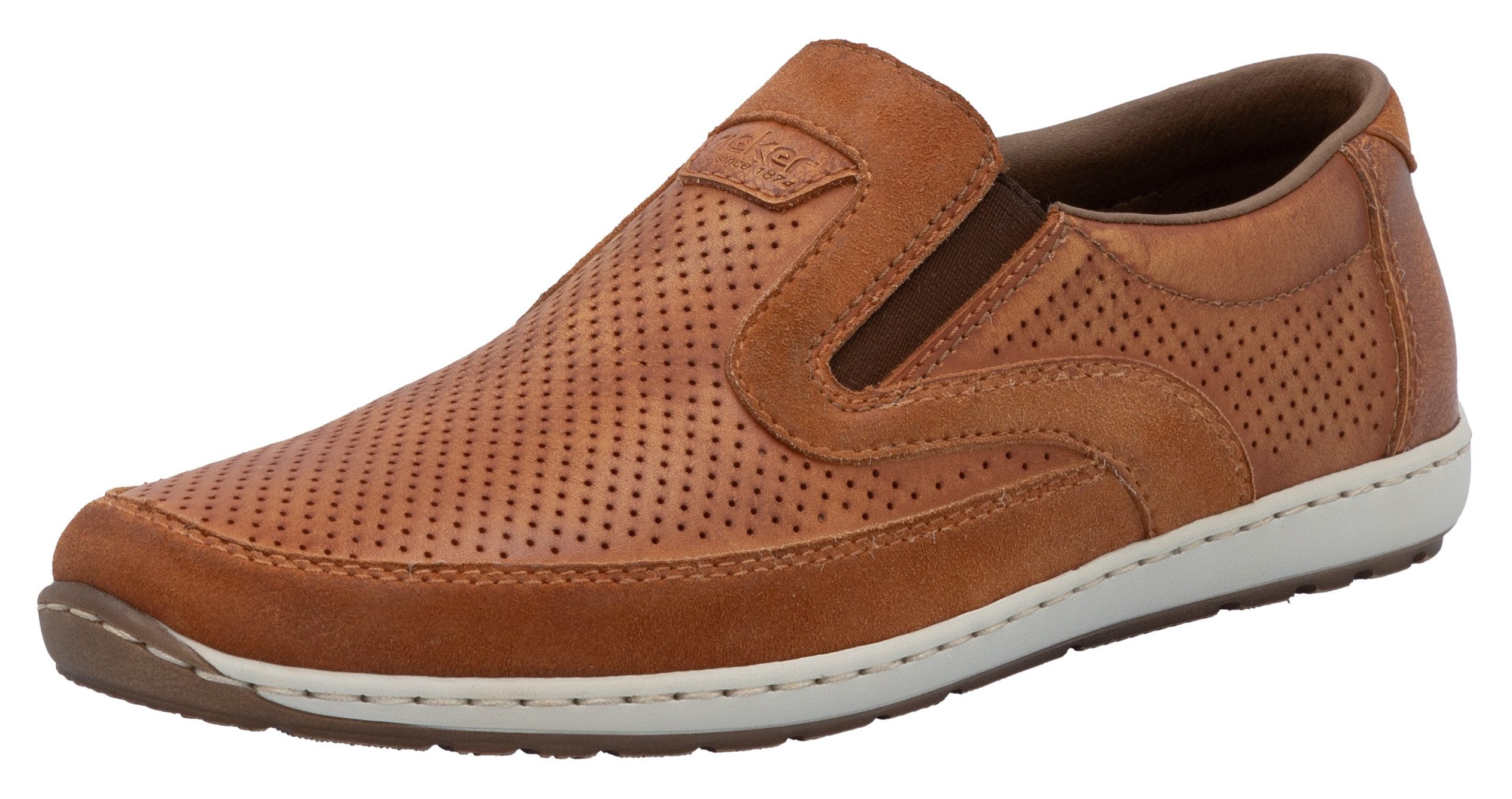 Rieker Slipper, Loafer, Schlupfschuh, seitliche Stretcheinsätze und Perfora günstig online kaufen