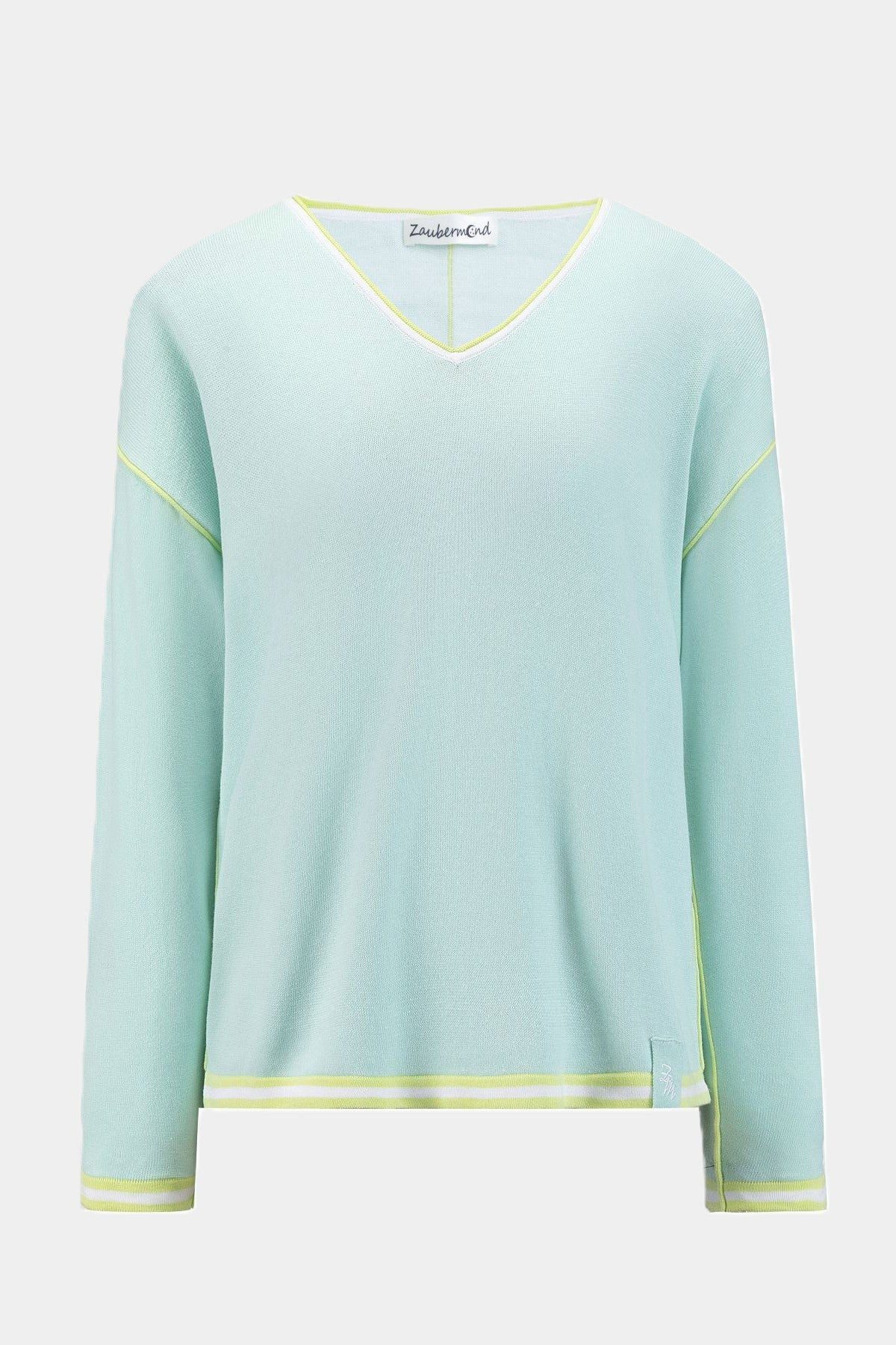 Zaubermond Strickpullover Strickpullover mit Kontrast MINT günstig online kaufen