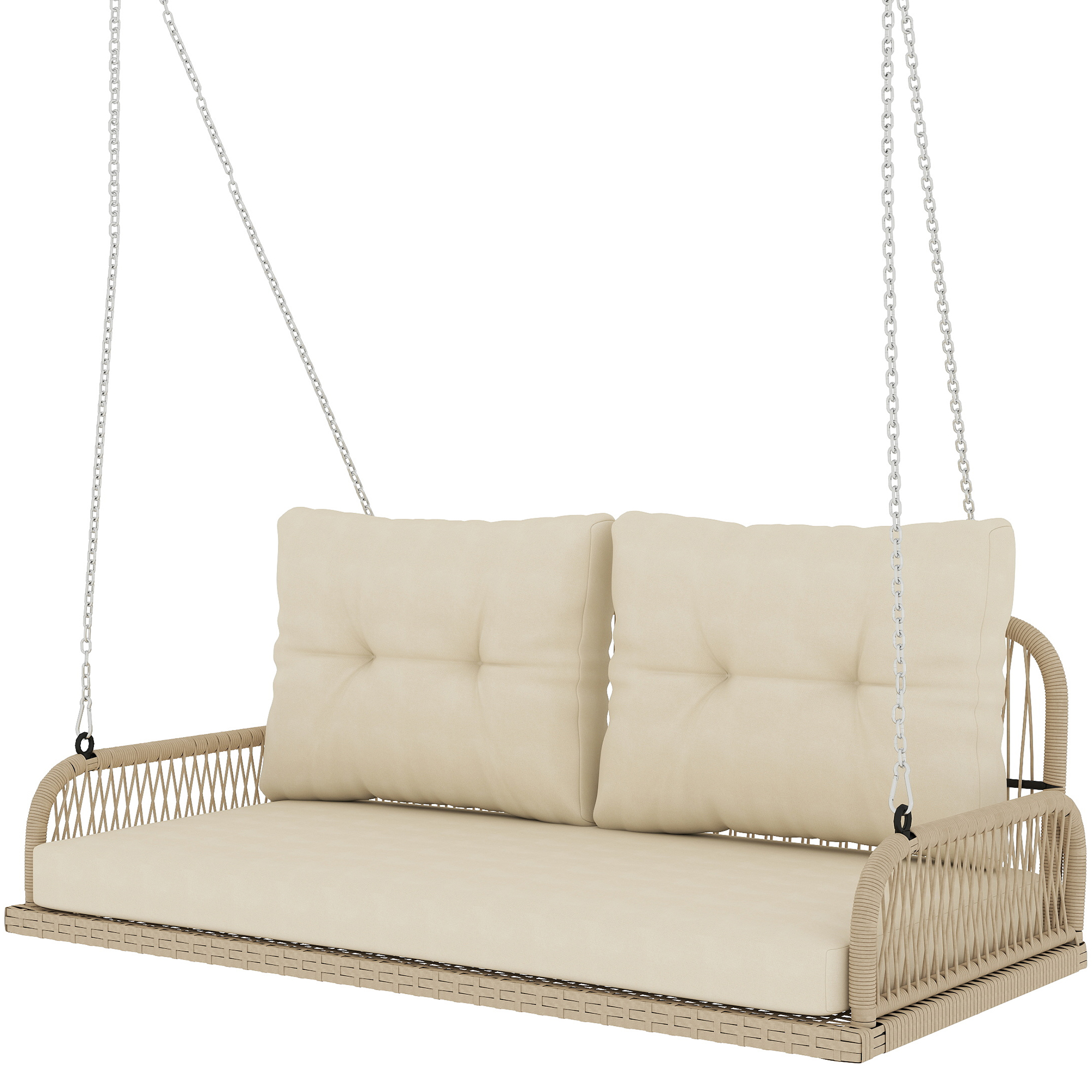 Outsunny Hollywoodschaukel 2-Sitzer Rattan Gartenschaukel mit Kissen Ketten günstig online kaufen
