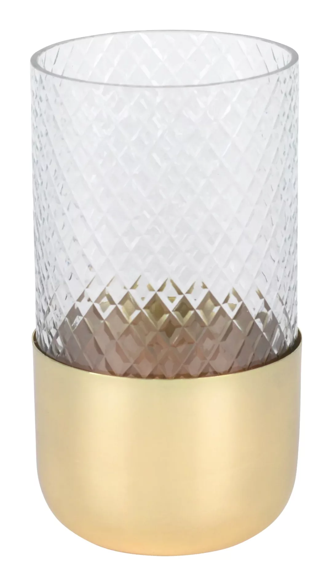 Windlicht Deko Vase Glas/Metall klar/gold Marylebone 19cm günstig online kaufen